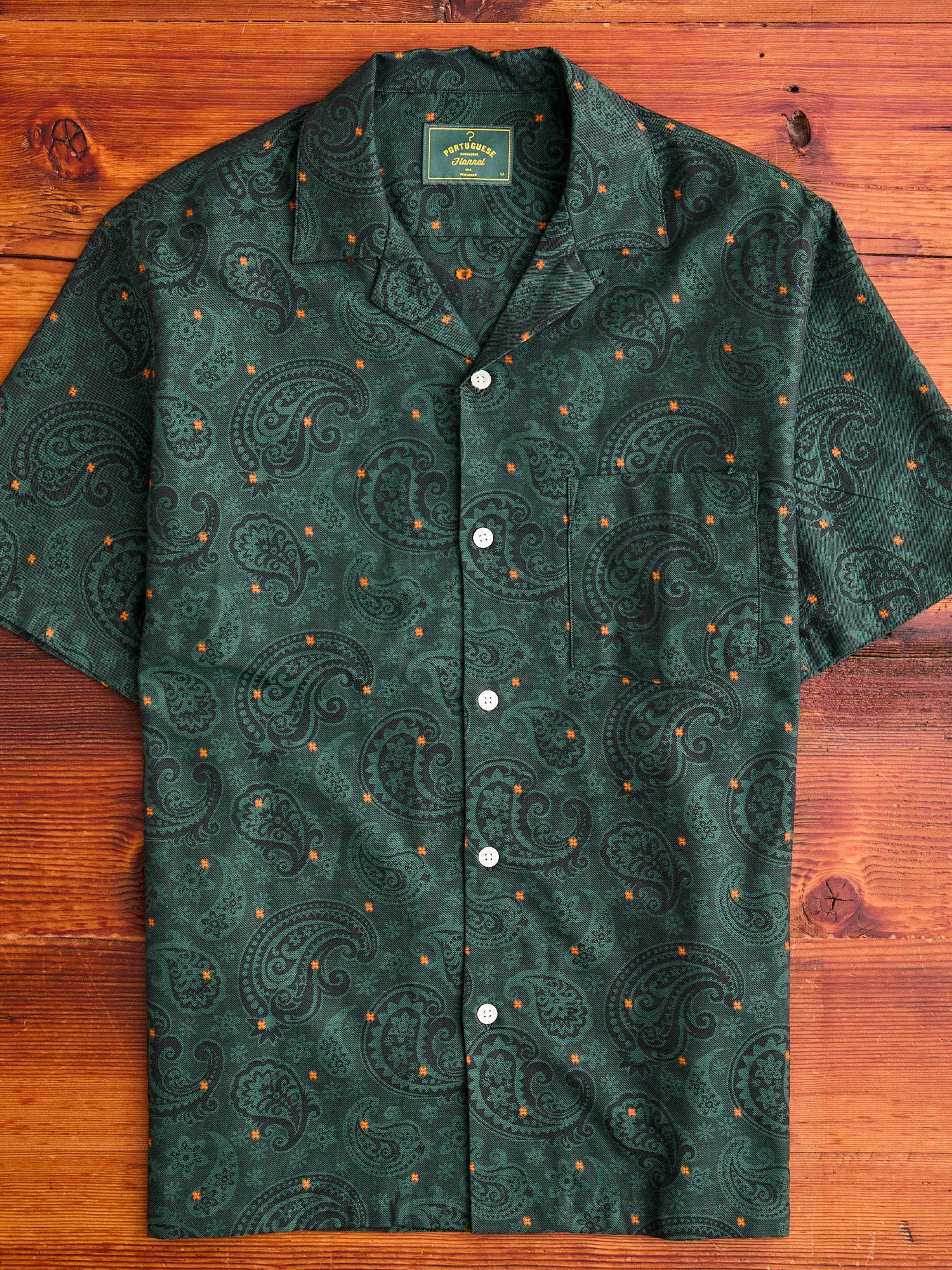 Paisley Jacquard Button-Up Shirt in Green – Blue Owl Workshop