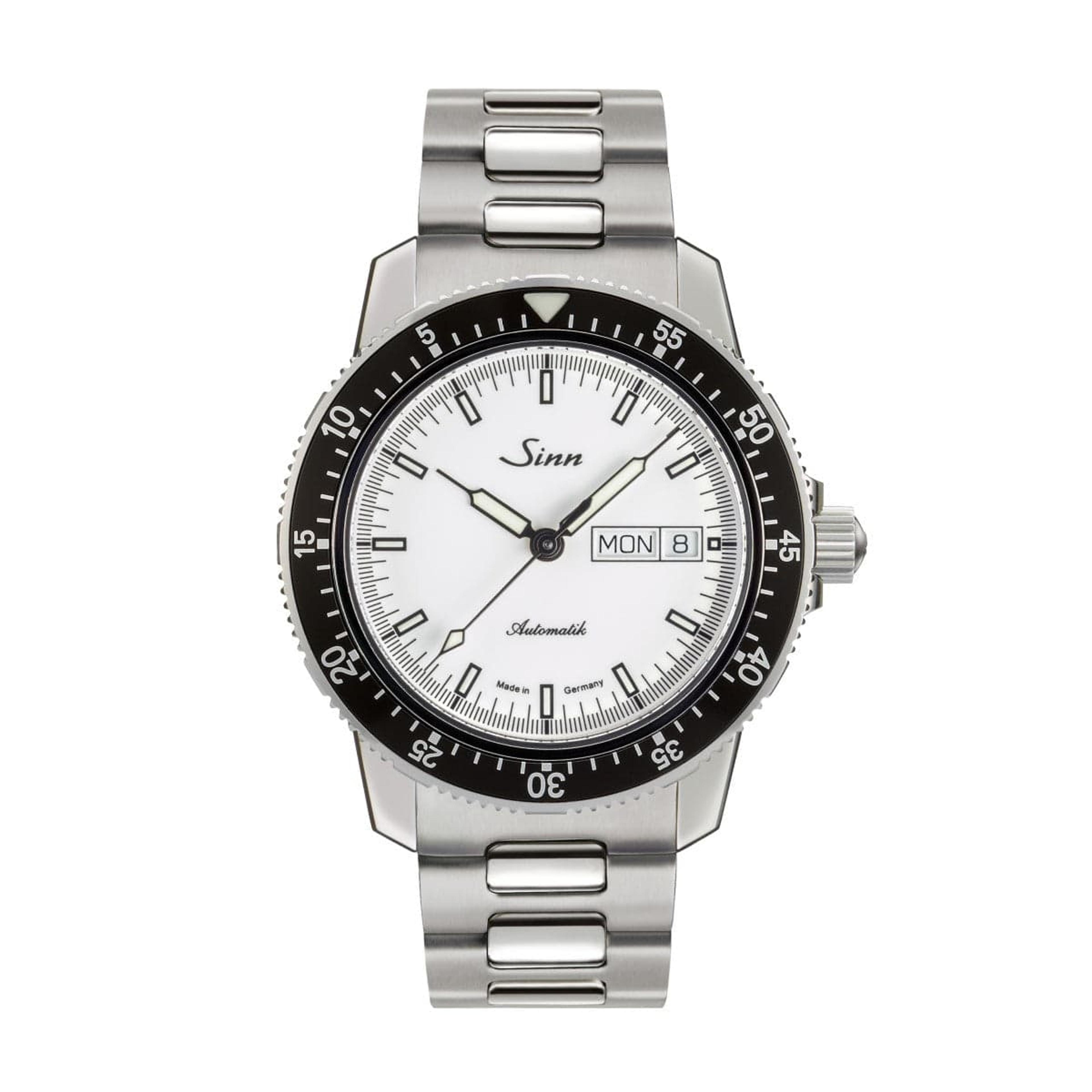 Sinn 104 St Sa I Automatic Sports Watch - White Dial - Solid Bracelet | WatchGecko