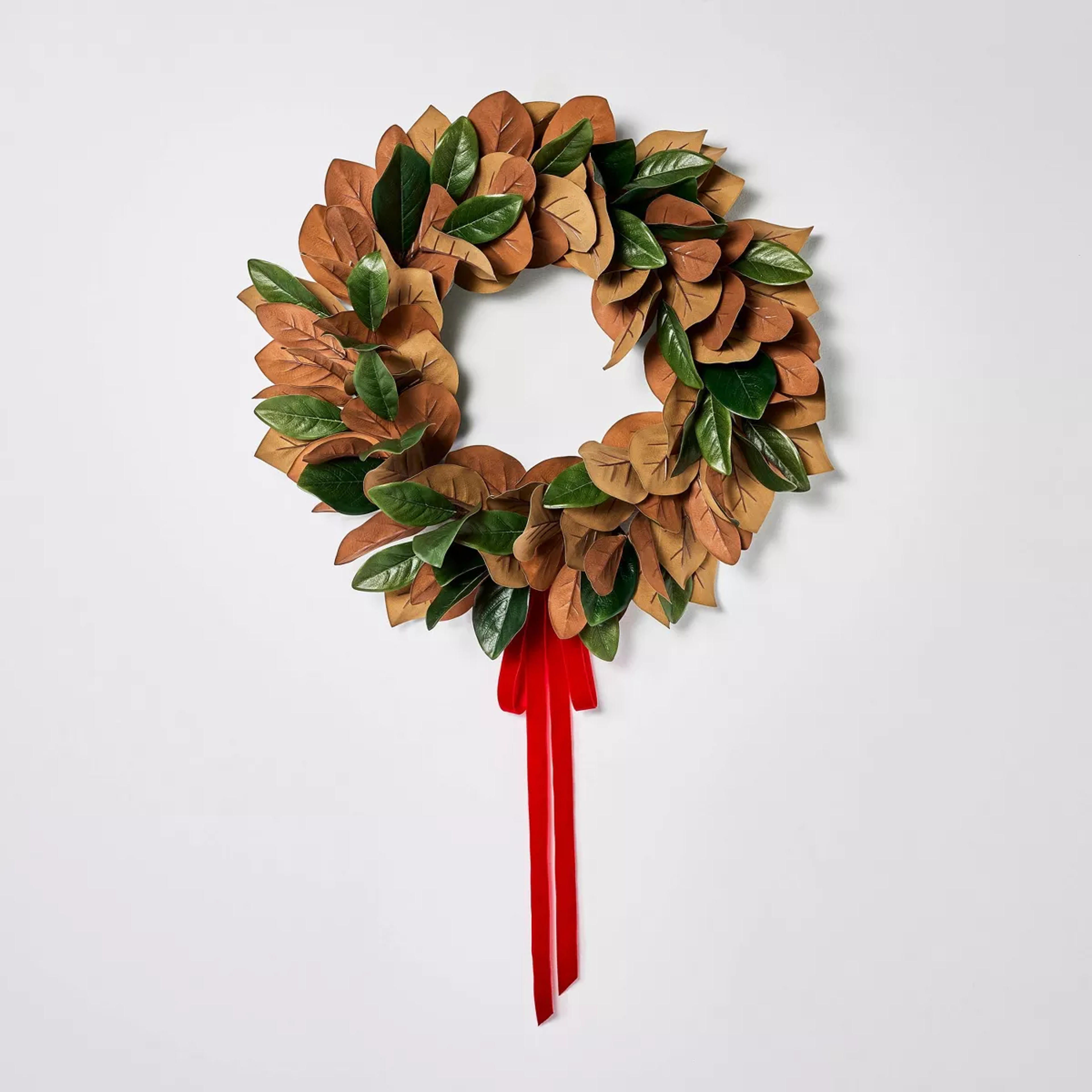 Xl Magnolia Christmas Wreath With Ribbon - Threshold™ Designed With Studio Mcgee : Target