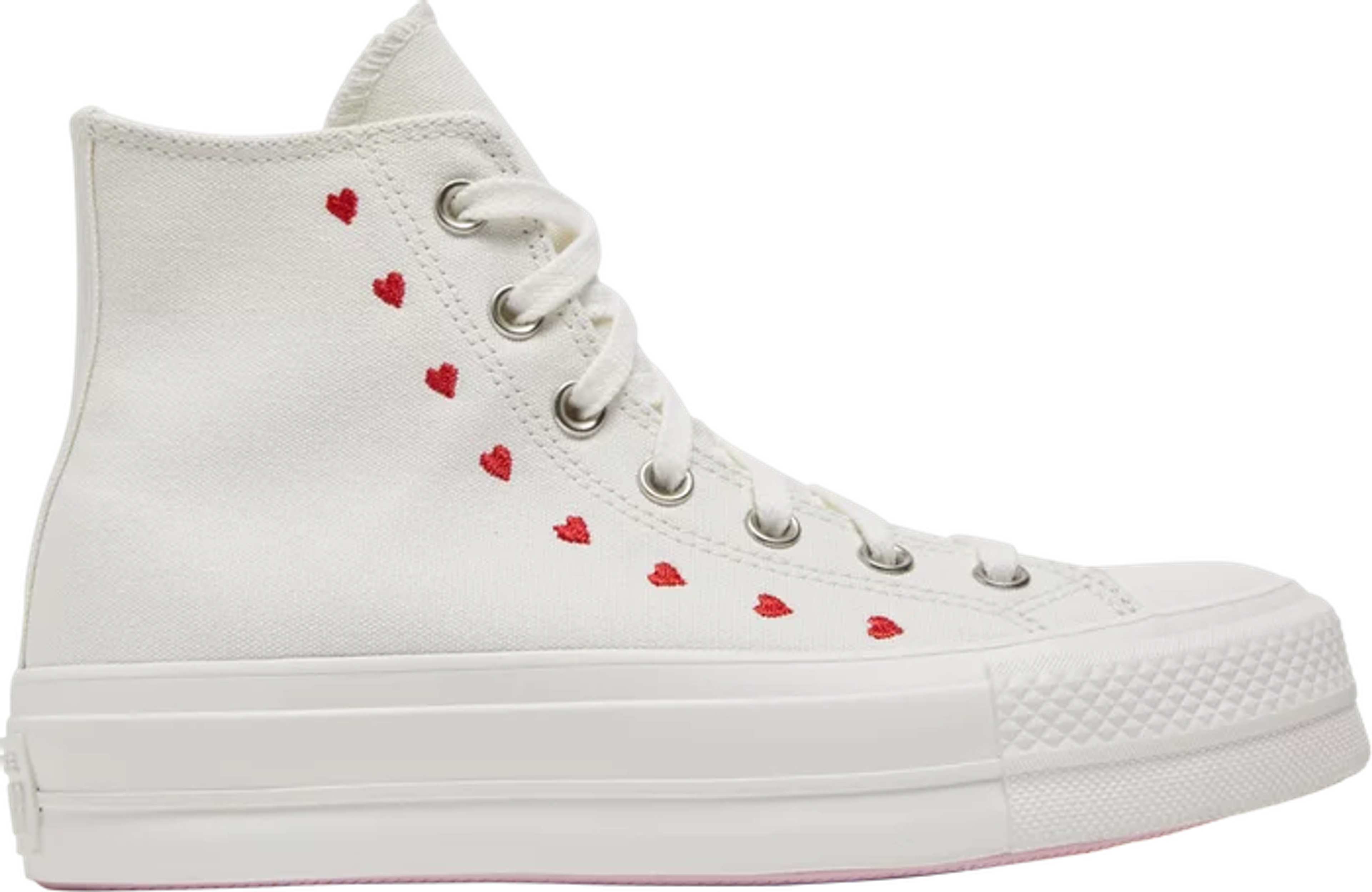 Wmns Chuck Taylor All Star Lift Platform High 'Embroidered Hearts - White' | GOAT