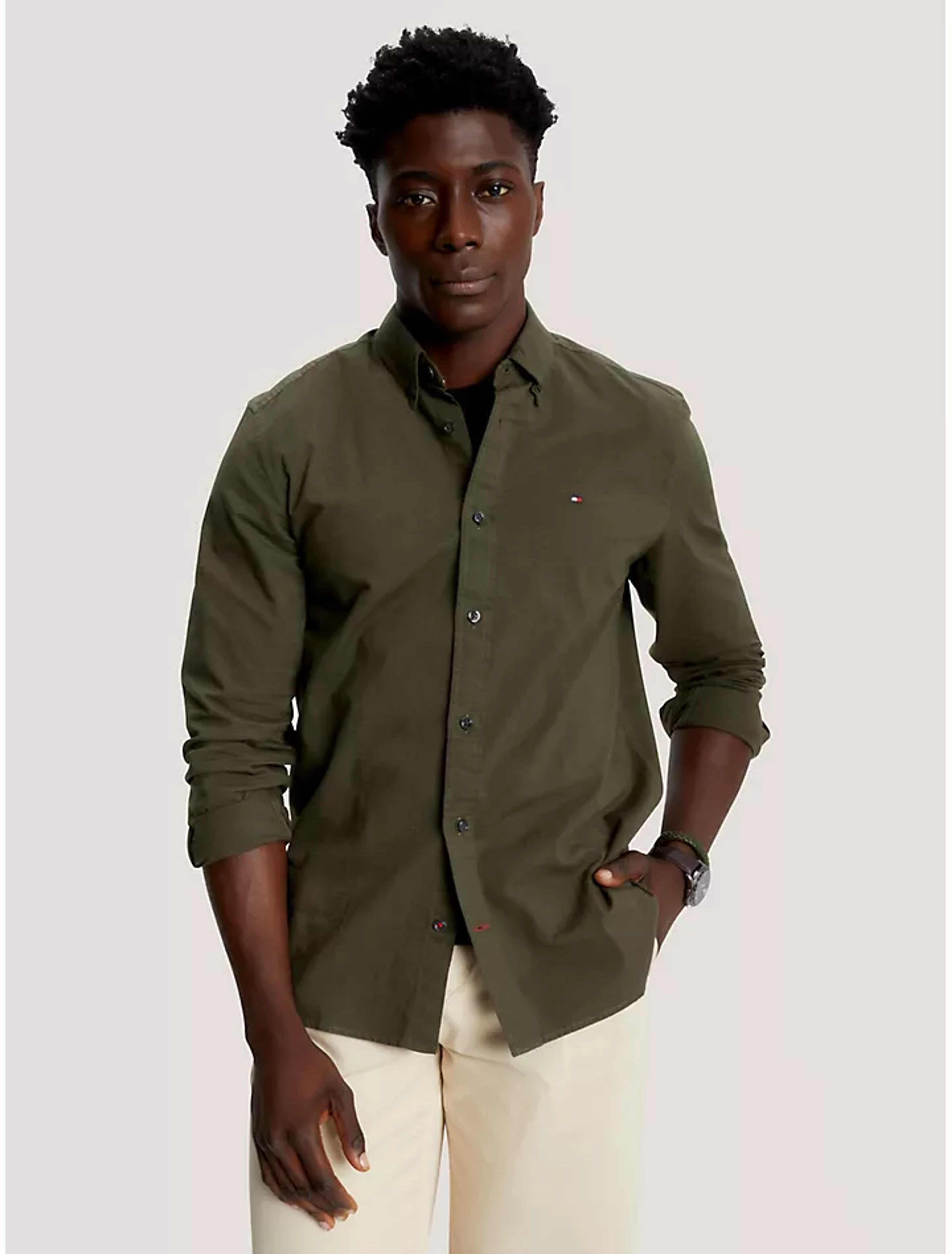 Regular Fit Solid Stretch Oxford Shirt | Tommy Hilfiger