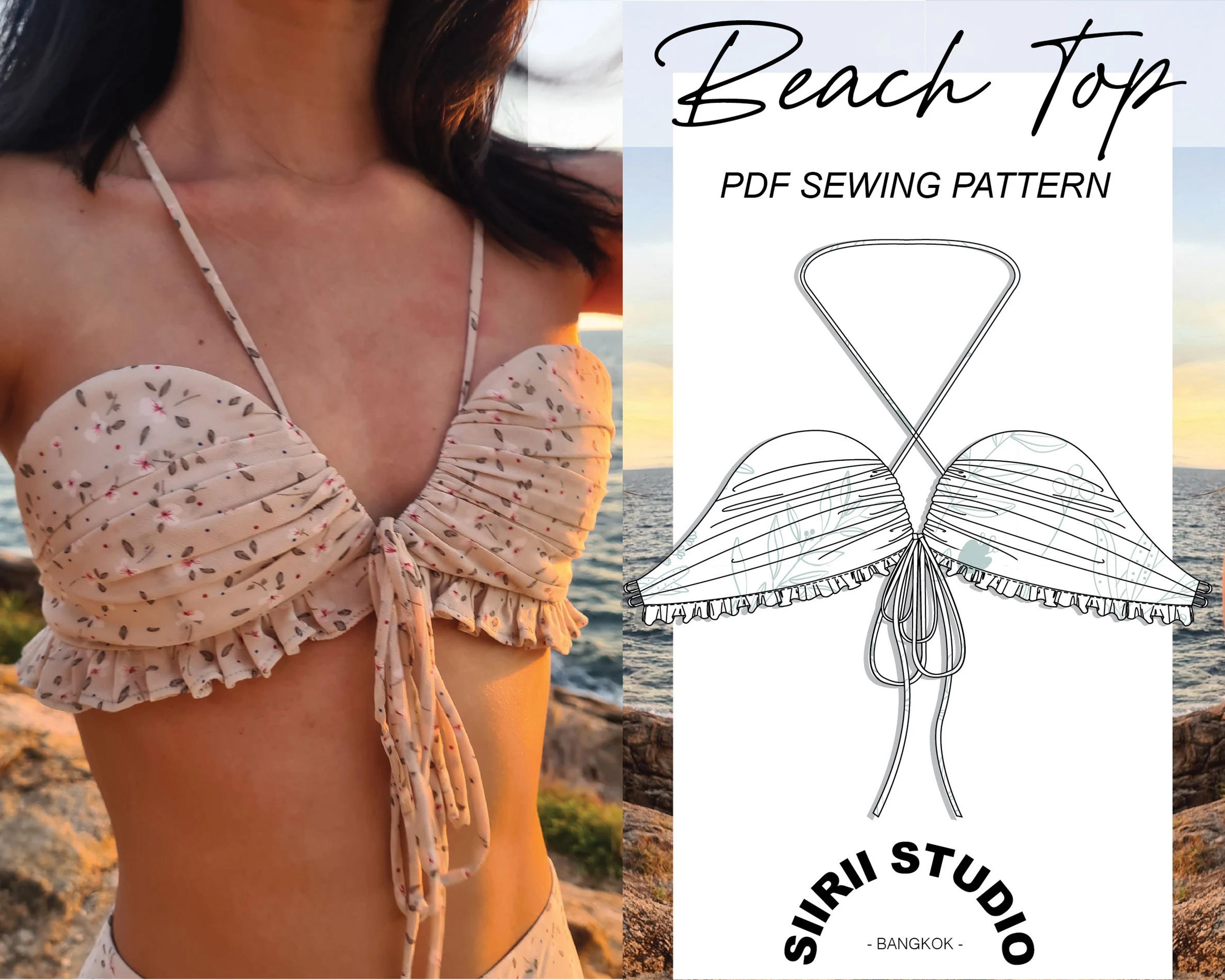 Beach Top Sewing Pattern PDF | Instant download | Print at home | Size XS, S, M, L, XL