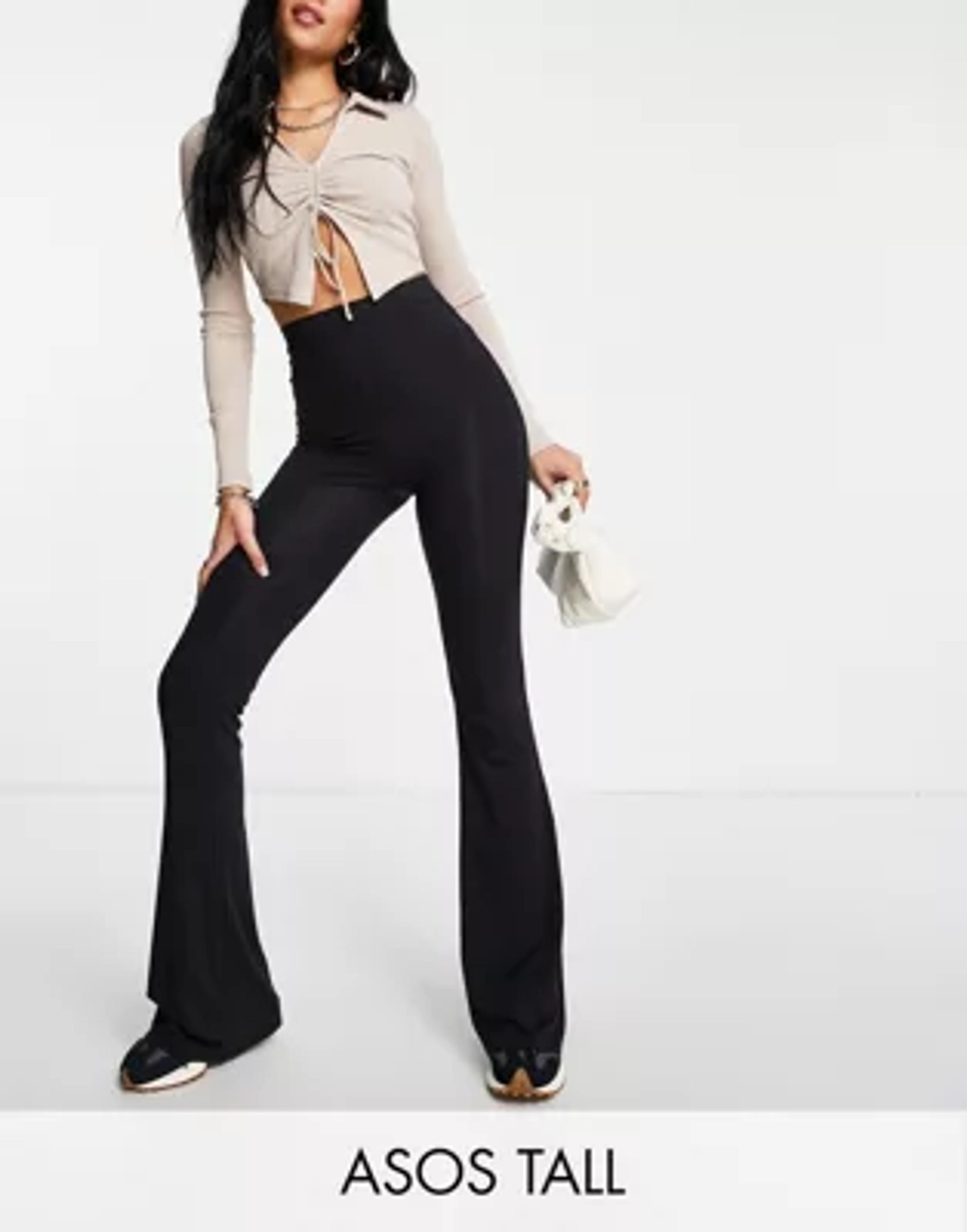 ASOS DESIGN Tall kick flare pants in black | ASOS