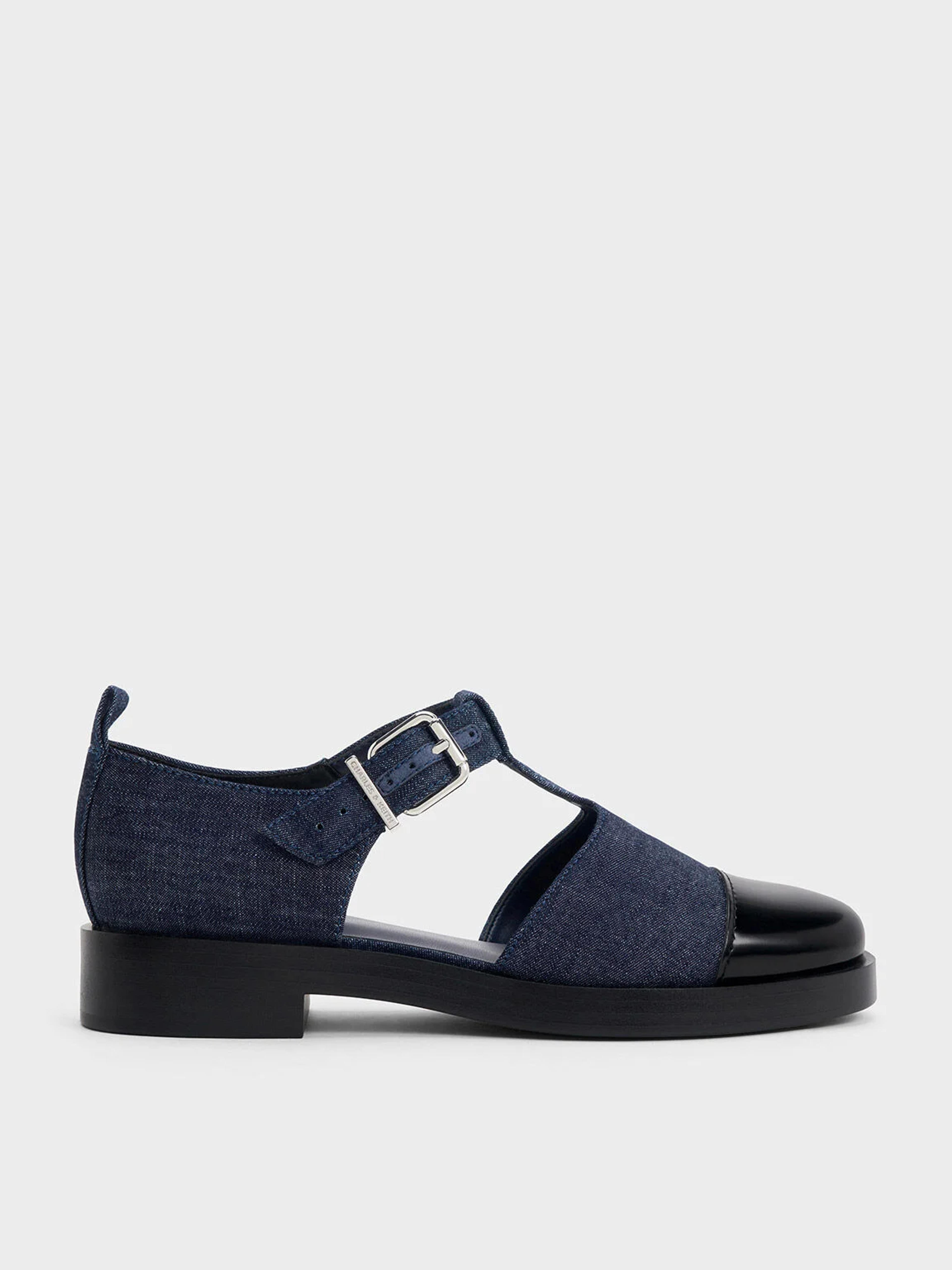 Dark Blue Charly T-Bar Buckled Sandals