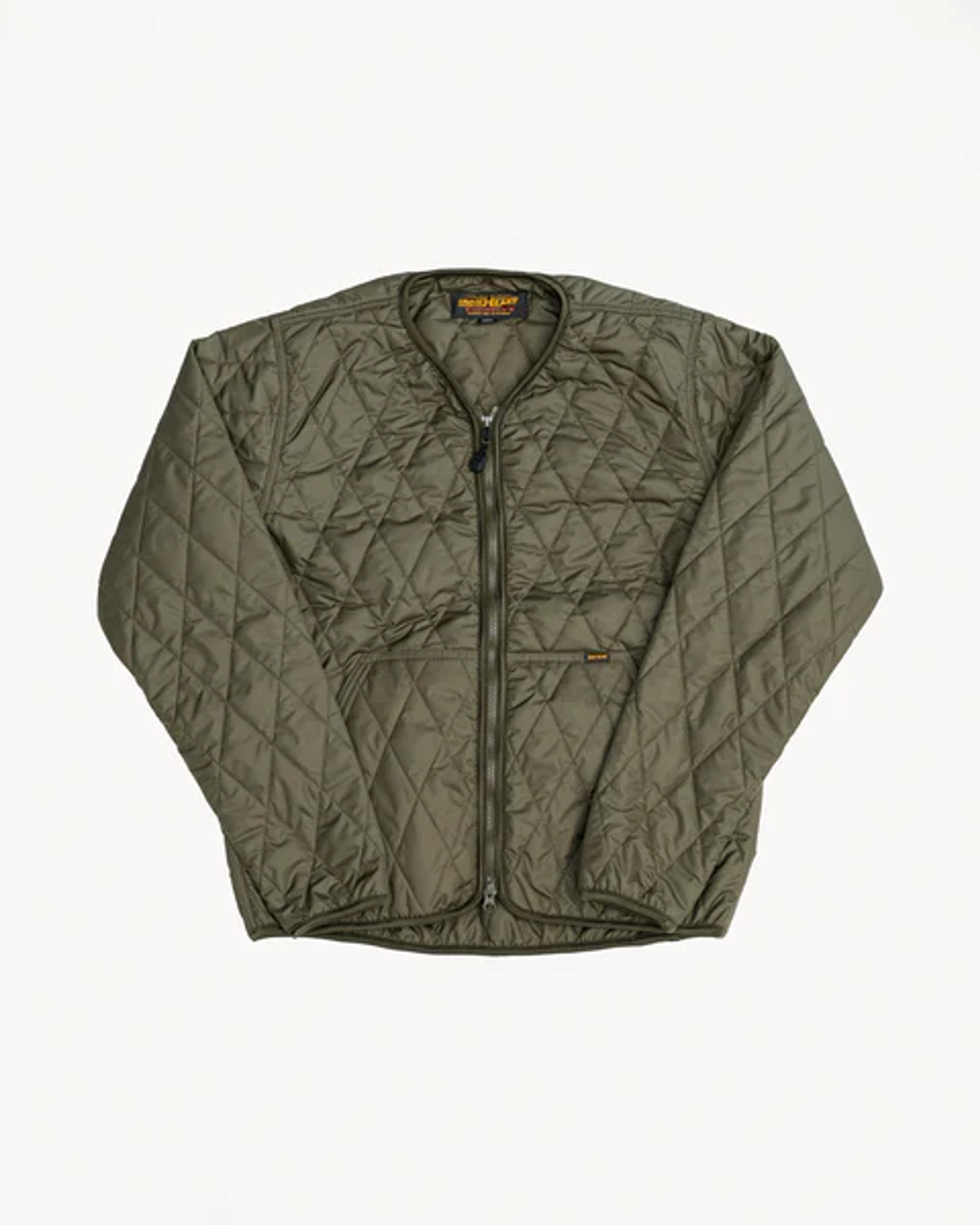 IHJ-118-OLV - Collarless Quilted Lightweight Jacket - Olive