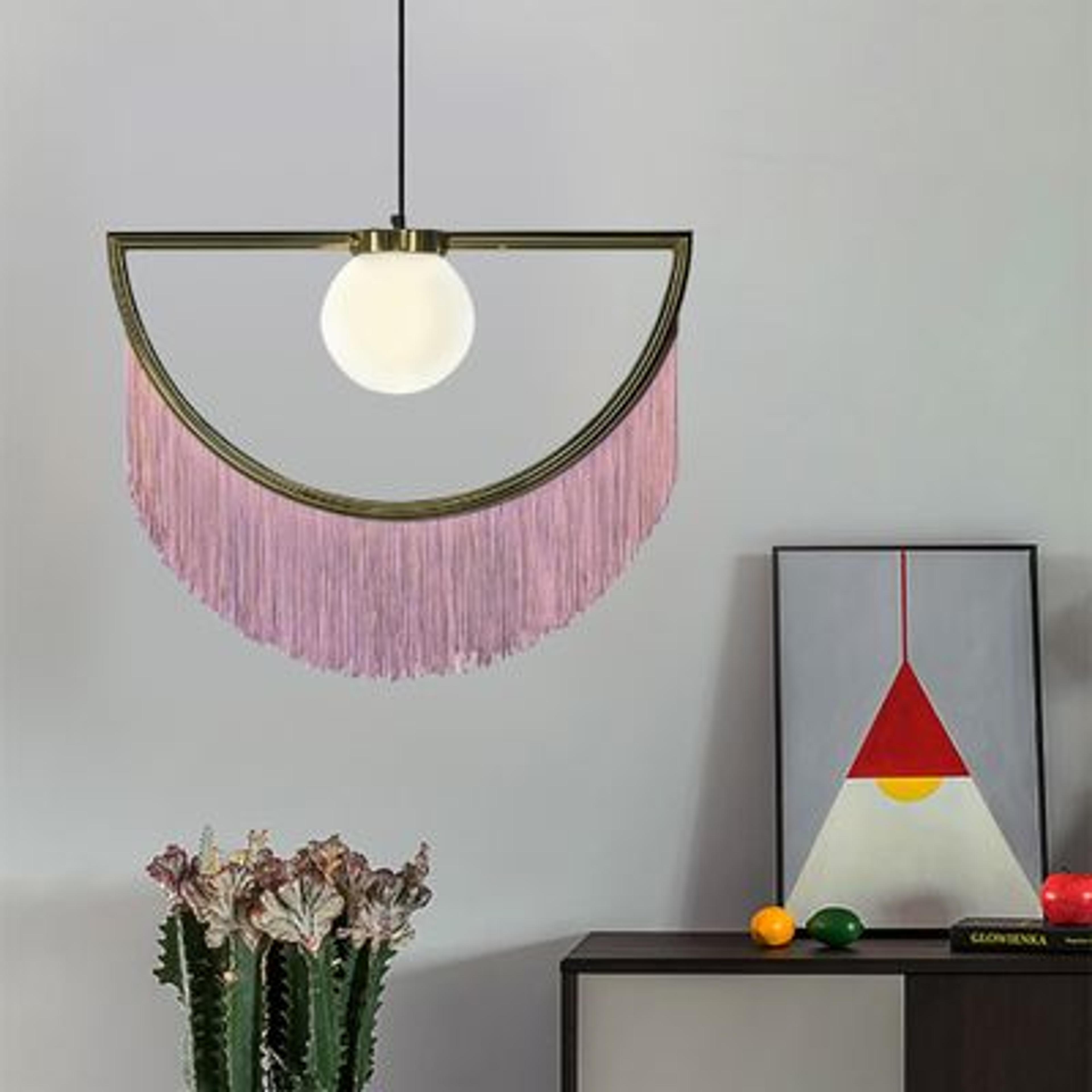 Cressel Pink Tassel Pendant Light Half-Moon 1-Light Globe Celing Light for Bedroom - Ceiling Lights - Homary US