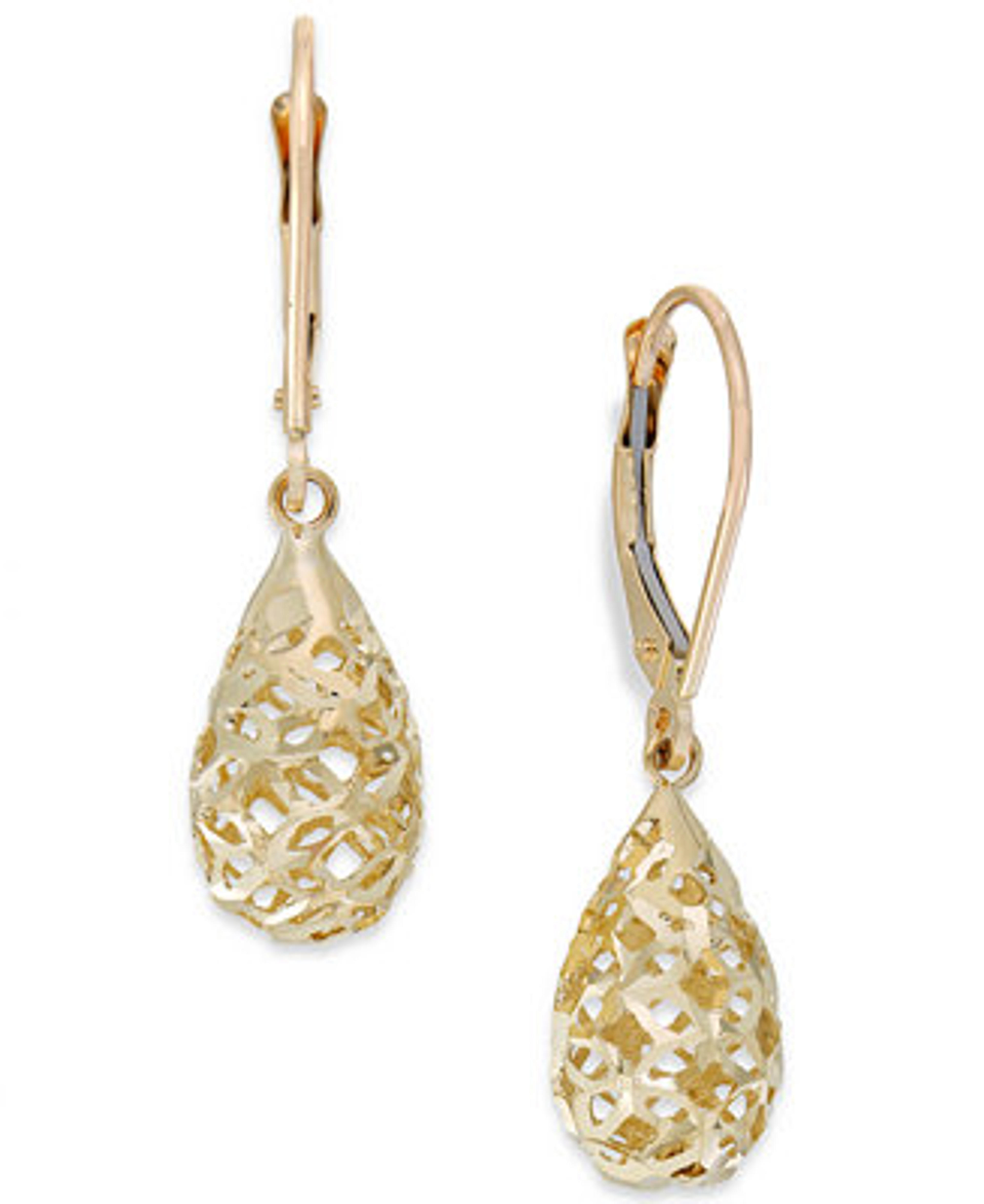 Macy's Filigree Leverback Drop Earrings in 10k Gold & Reviews - Earrings - Jewelry & Watches - Macy's