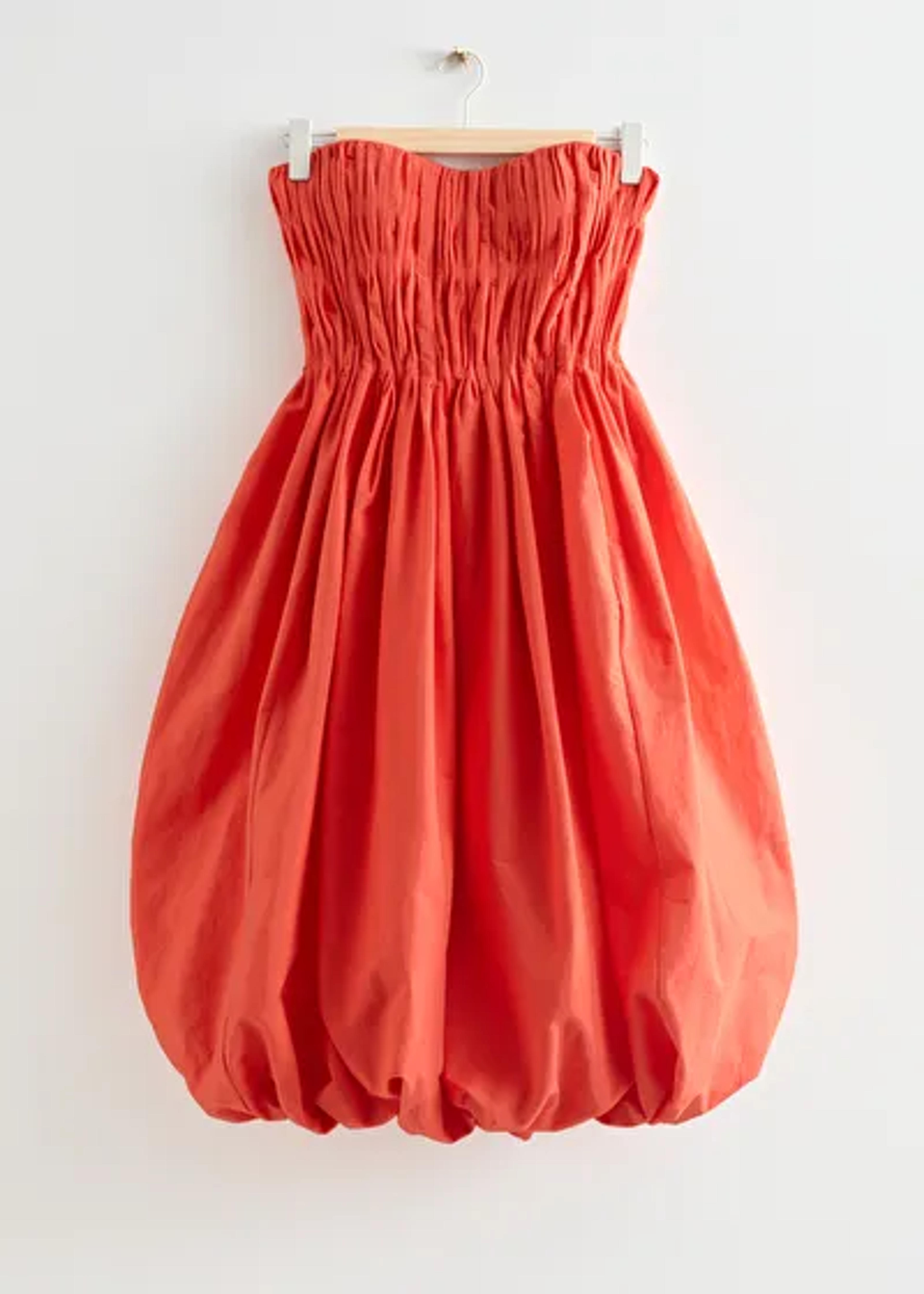 Gathered Balloon Midi Dress - Orange - Mini dresses - & Other Stories US