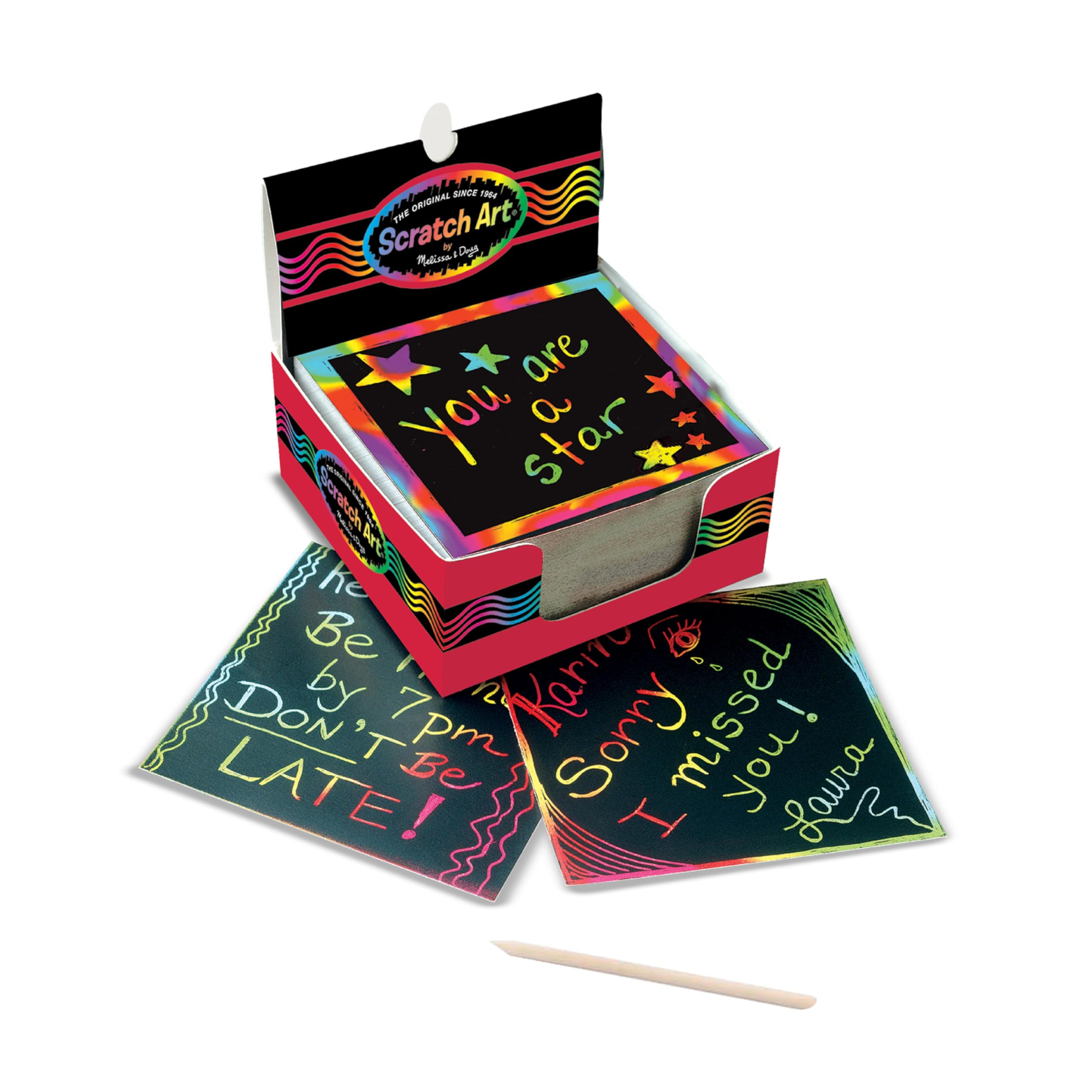 Melissa & Doug Scratch Art Rainbow Mini Notes (125) With Wooden Stylus - Color Scratch Art Mini Notes, Party Favors, Stocking Stuffers, Arts And Crafts For Kids