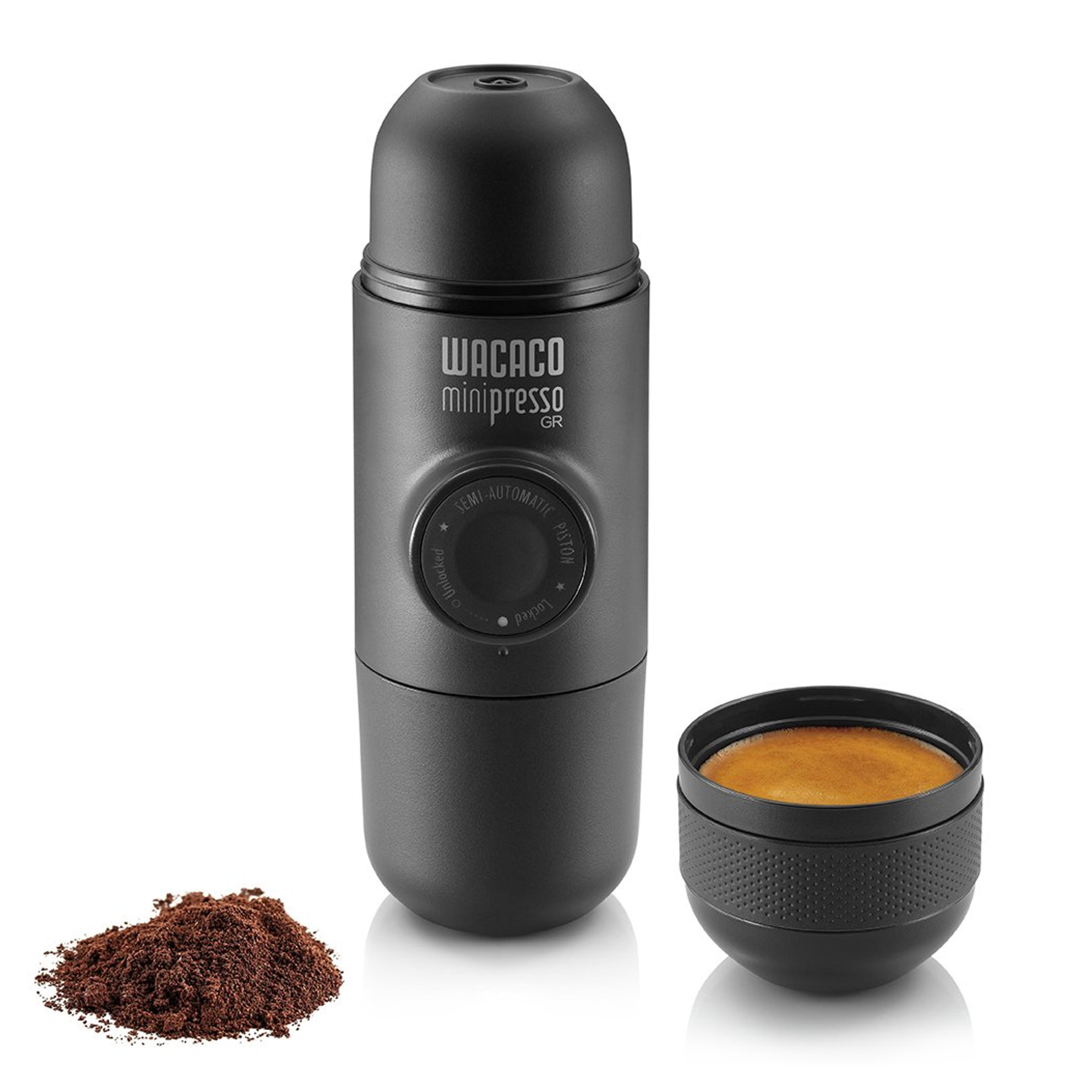 Wacaco Minipresso GR, Portable Espresso Machine, Compatible Ground Coffee, Hand Coffee Make, Travel Gadgets, Manually Operated, Perfect for Camping