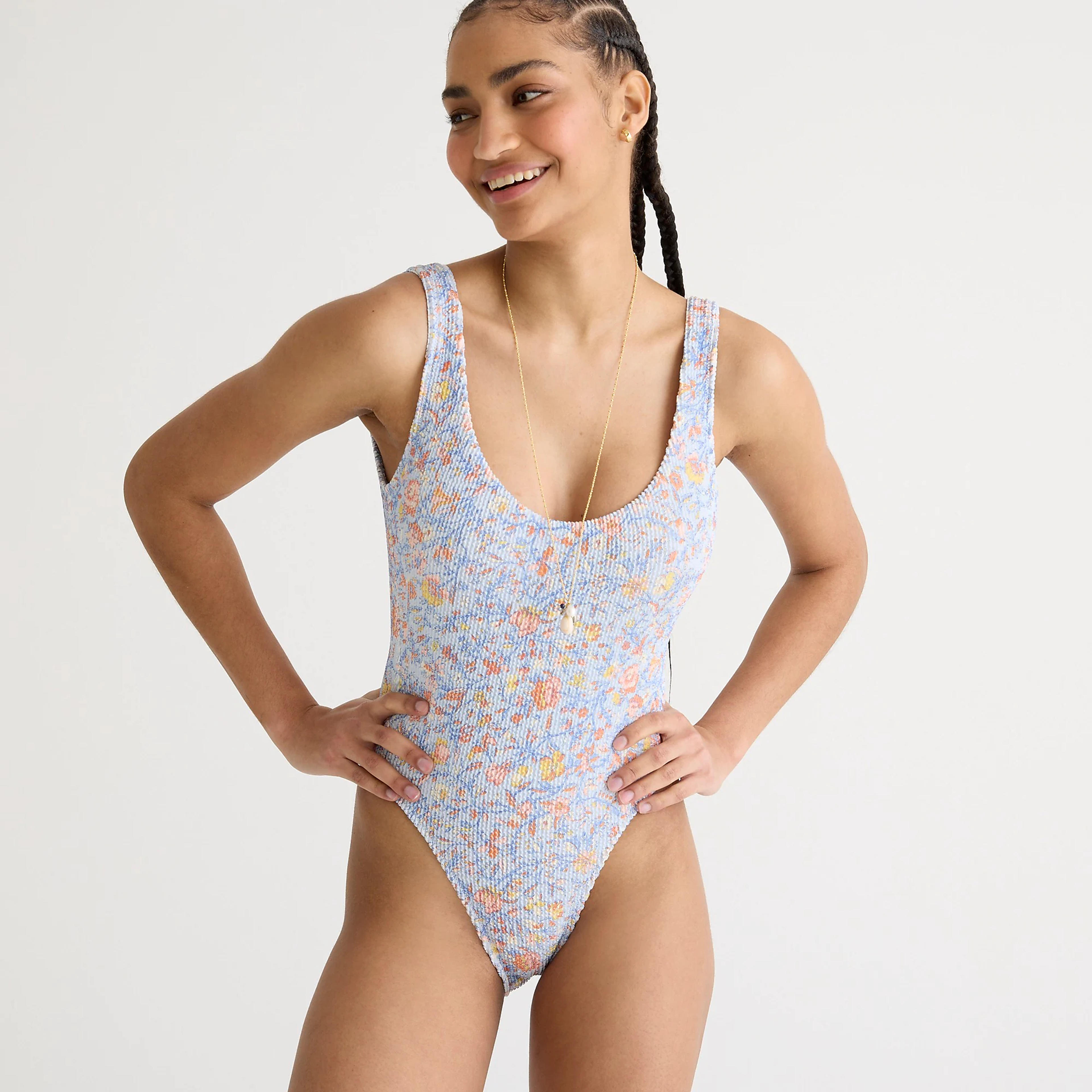 J.Crew: Scrunchie Classic Scoopneck One-piece In Afternoon Floral For Women