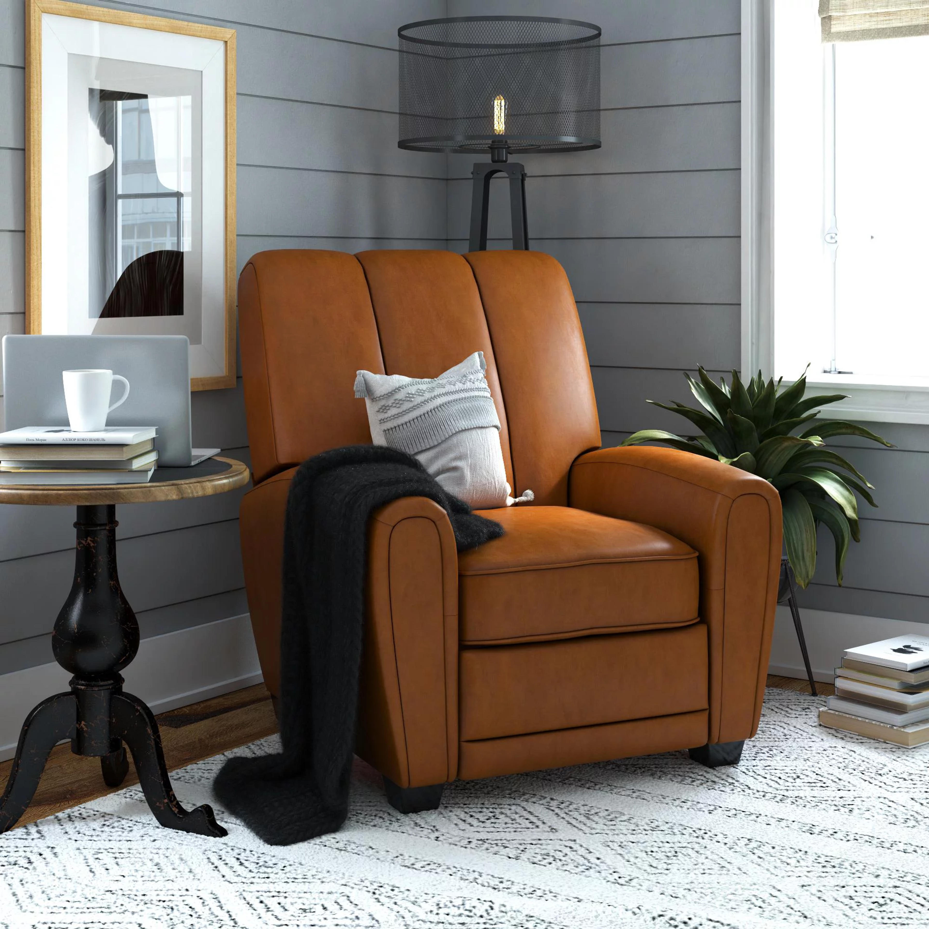 Better Homes & Gardens Vertical Channel Pushback Recliner Chair, Camel Faux Leather - Walmart.com