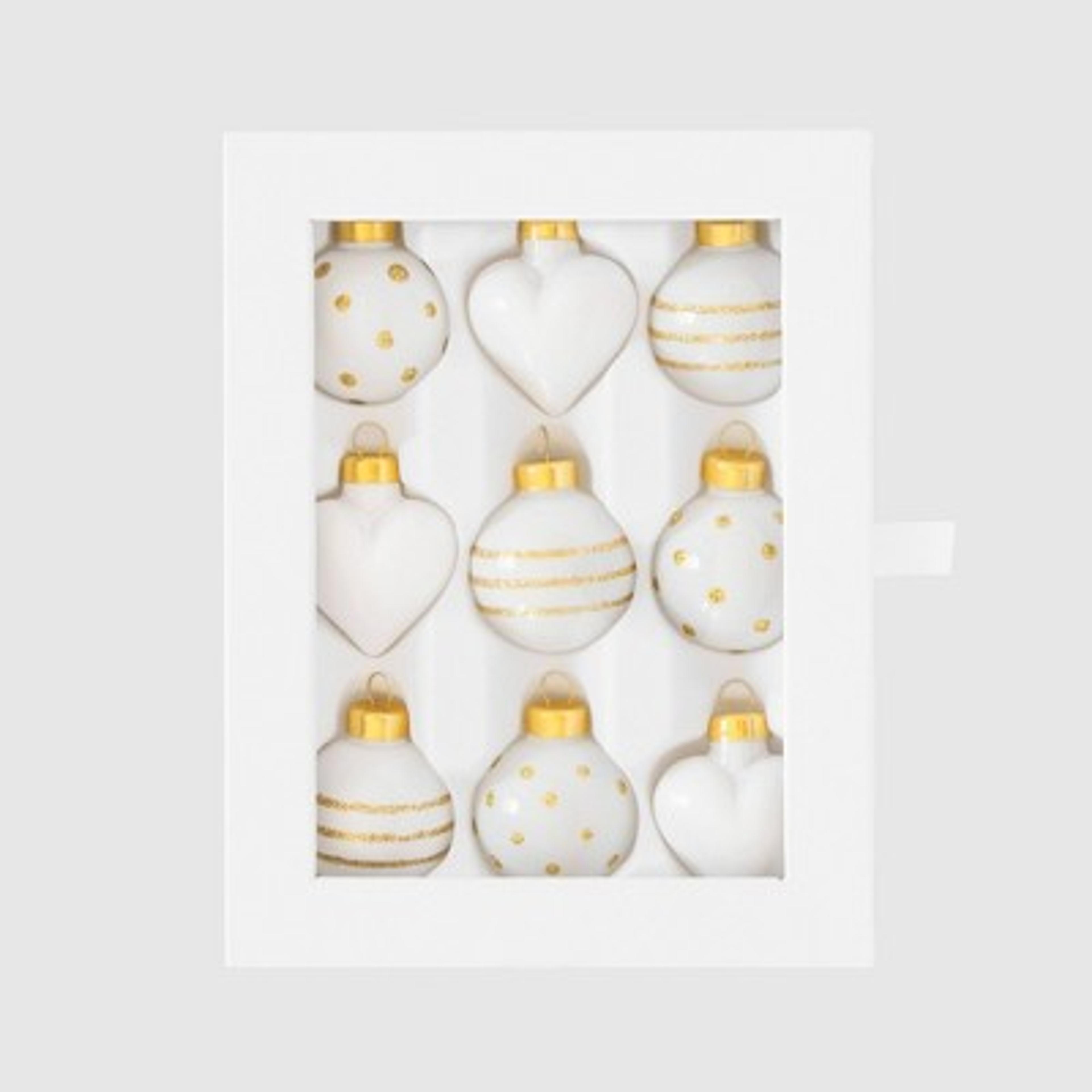 9ct Glass Ornament Set Gold/White - Sugar Paper&#8482; + Target