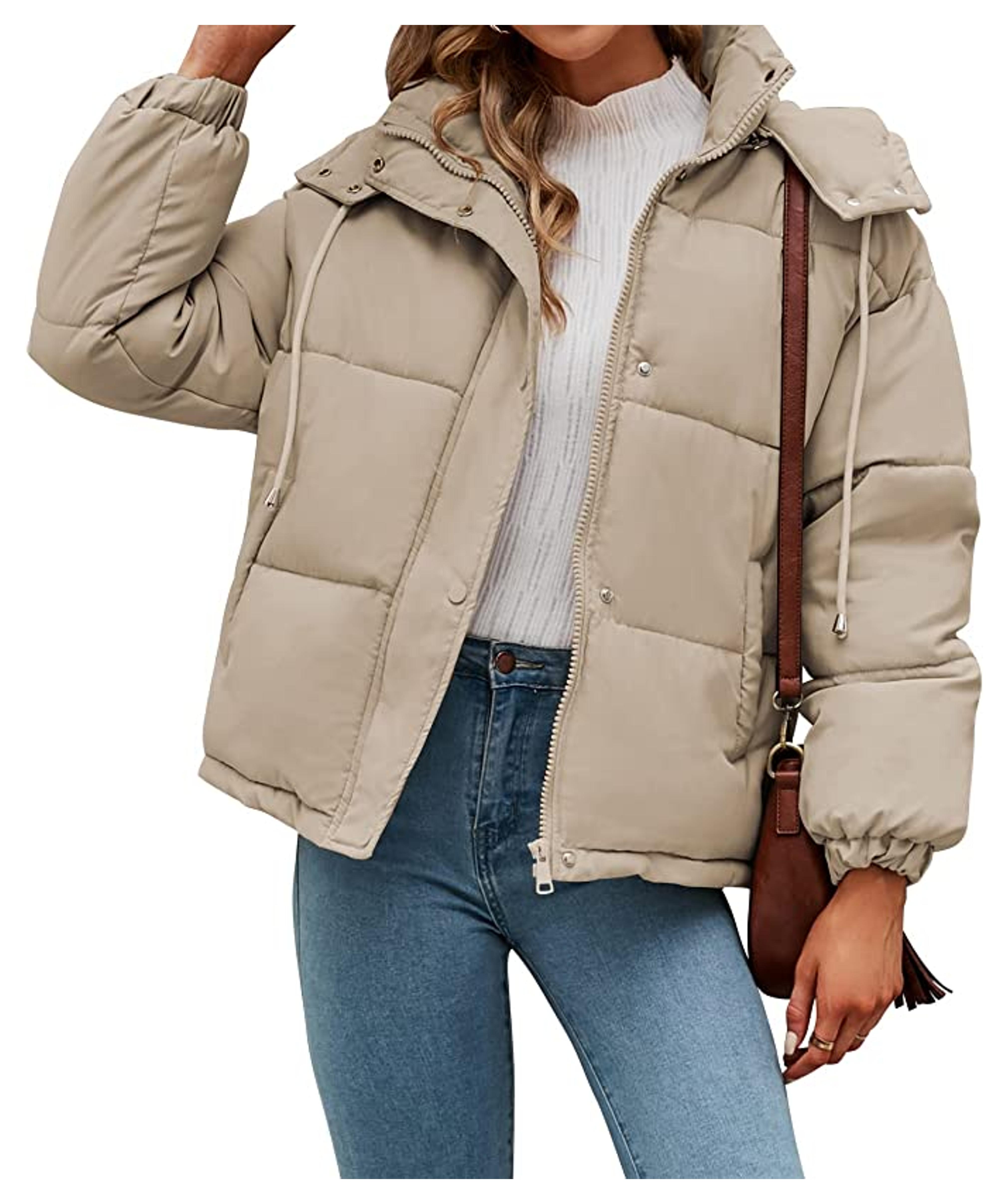 Amazon.com: WOTOZR Women's Winter Hooded Puffer Jacket Oversized Long Sleeve Zip Up Quilted Short Down Coat with Pockets : Clothing, Shoes & Jewelry
