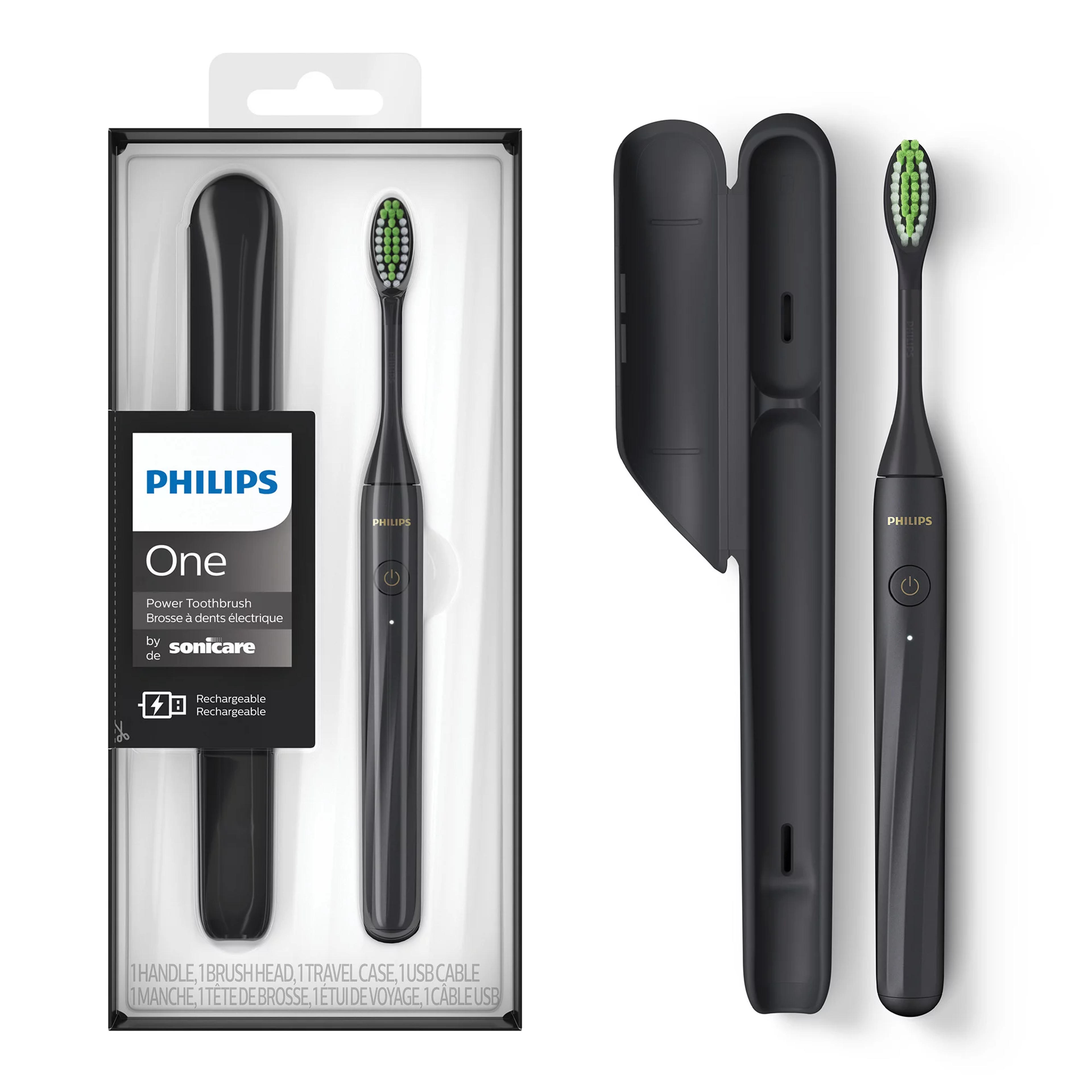 Philips One By Sonicare Rechargeable Toothbrush, Shadow, HY1200/06 - Walmart.com