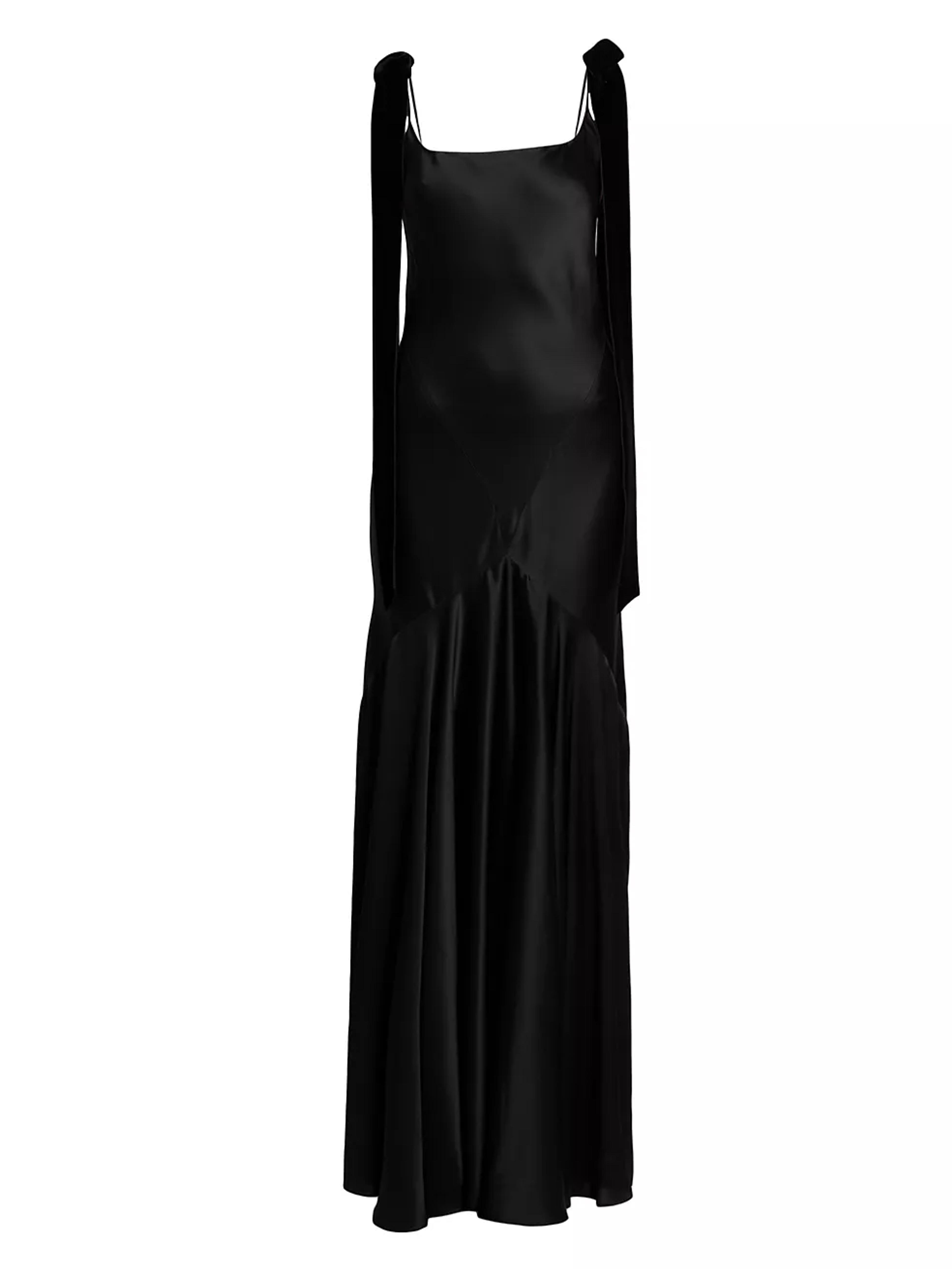 Shop Nina Ricci Bias-Cut Satin Bow-Shoulder Gown | Saks Fifth Avenue