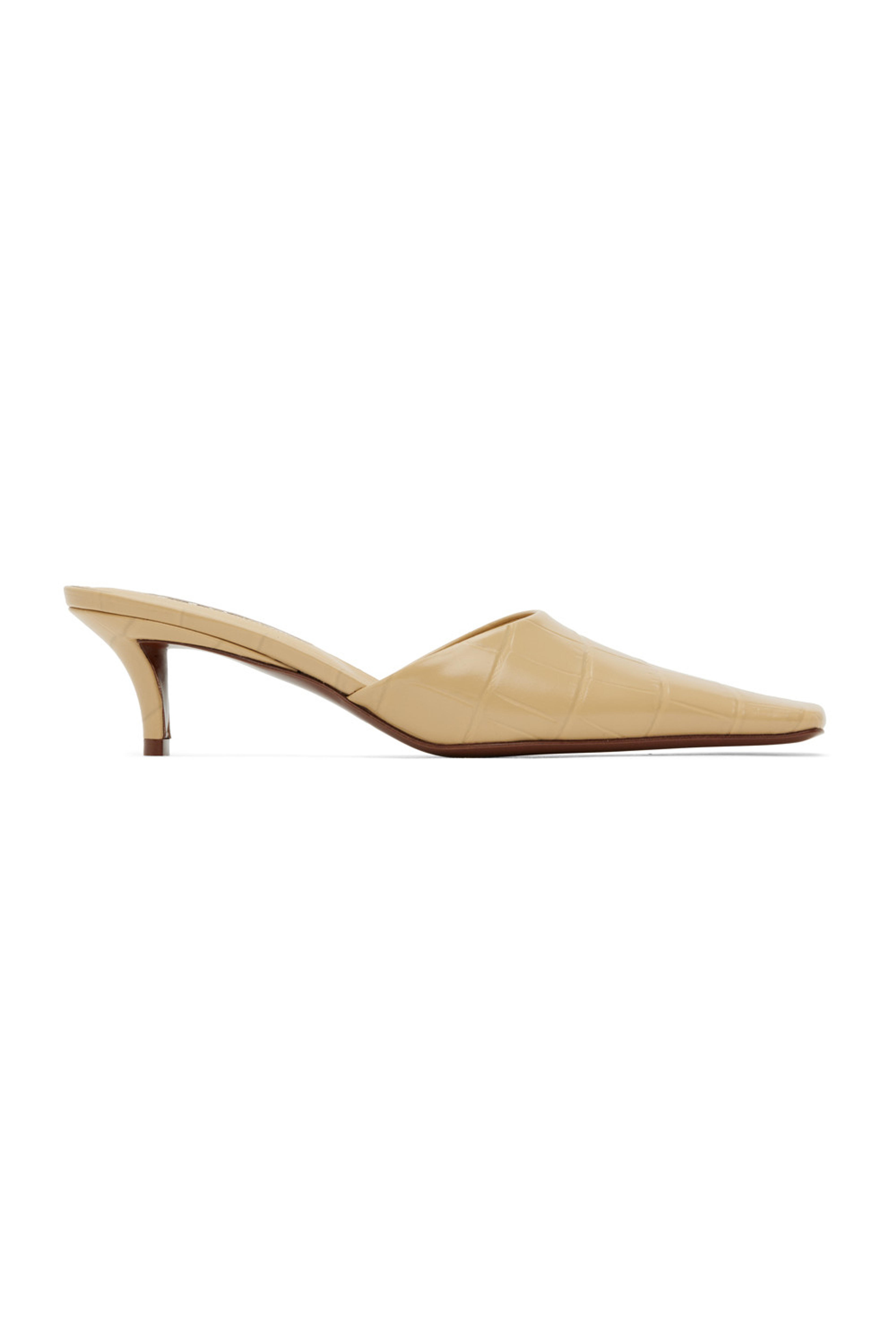 Jil Sander: Beige Square Toe Mules | SSENSE UK