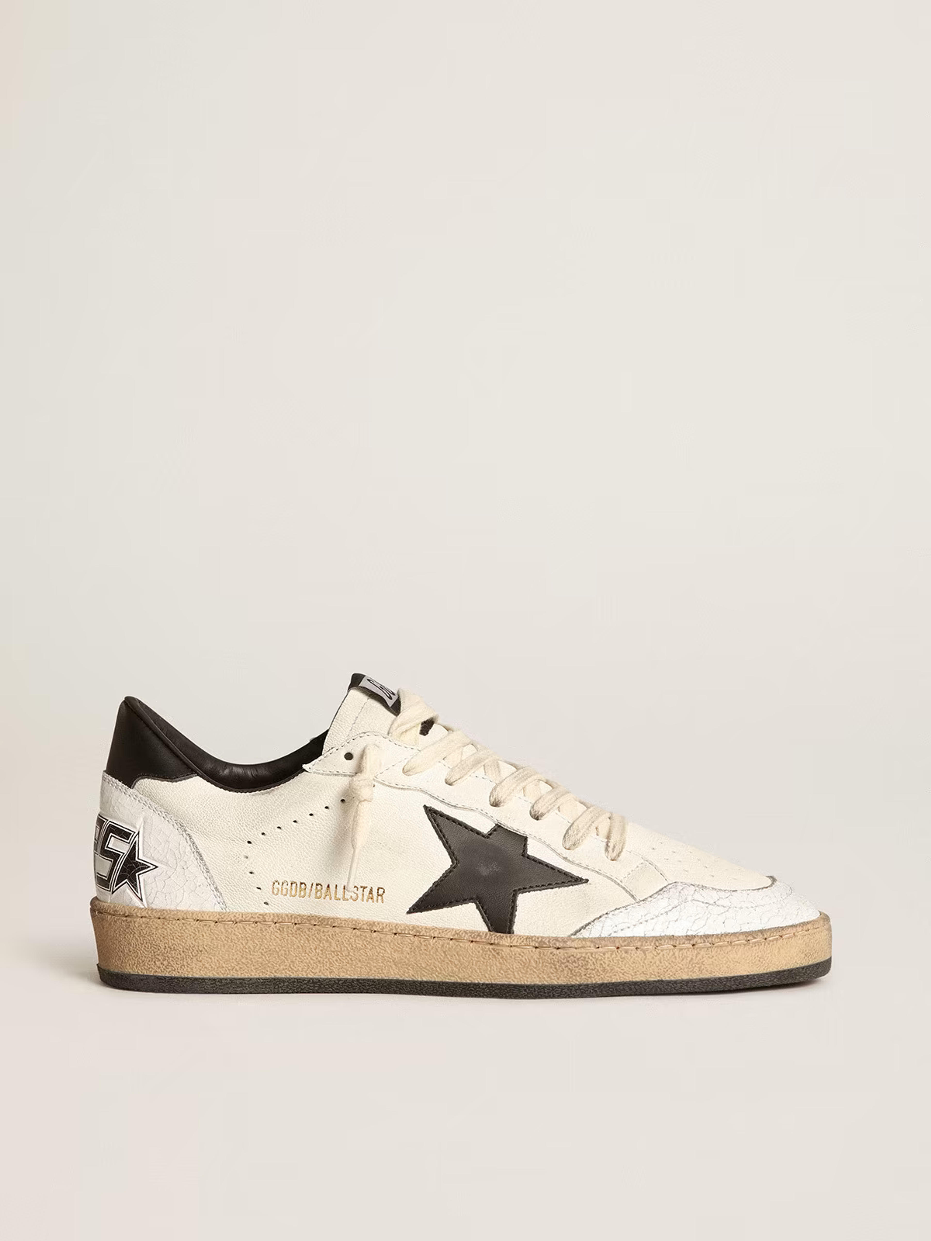 Men's Ball Star in white nappa with black star | Golden Goose