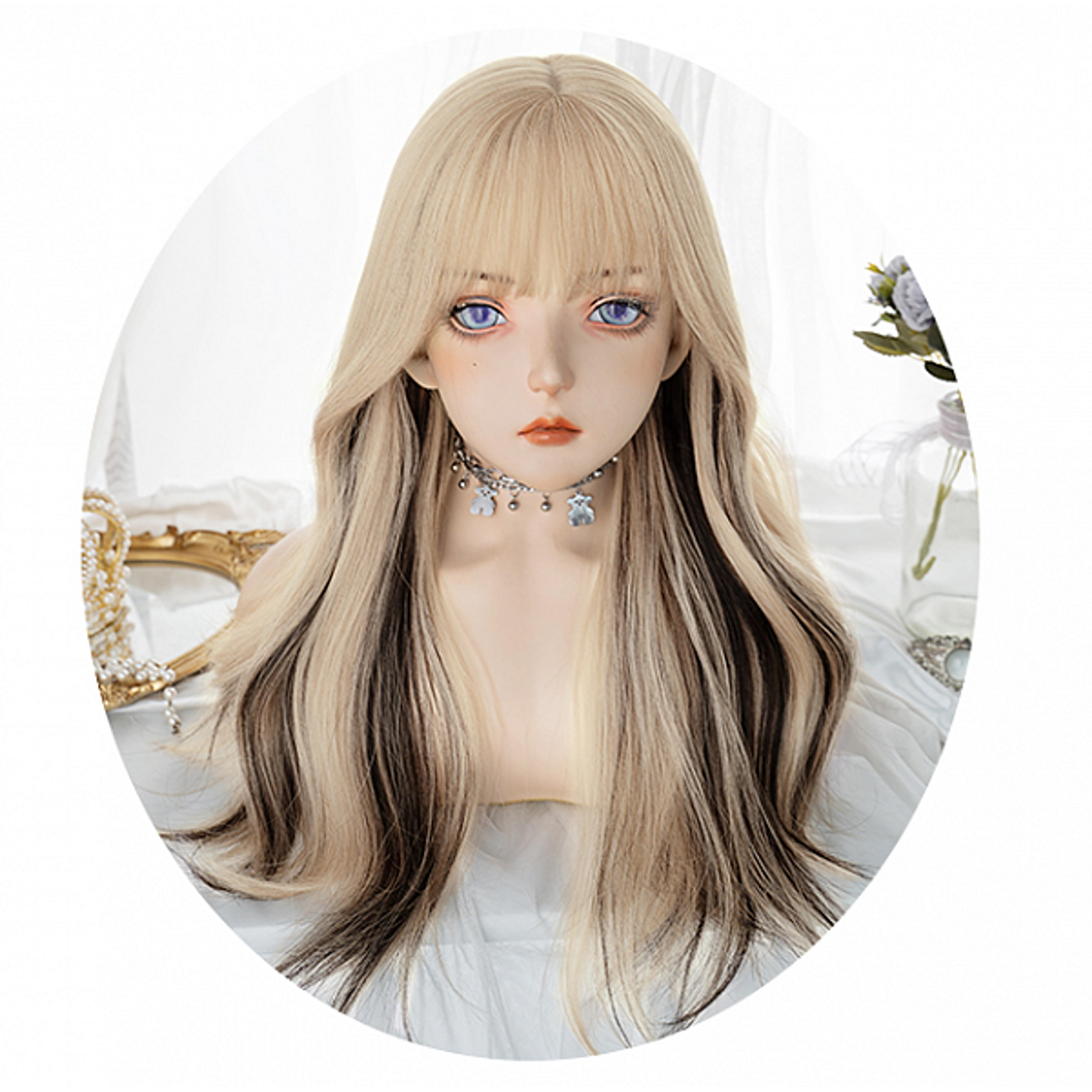 [$28.00]Waist Length Wavy Blonde Black Highlight Hair Color Synthetic Wig
