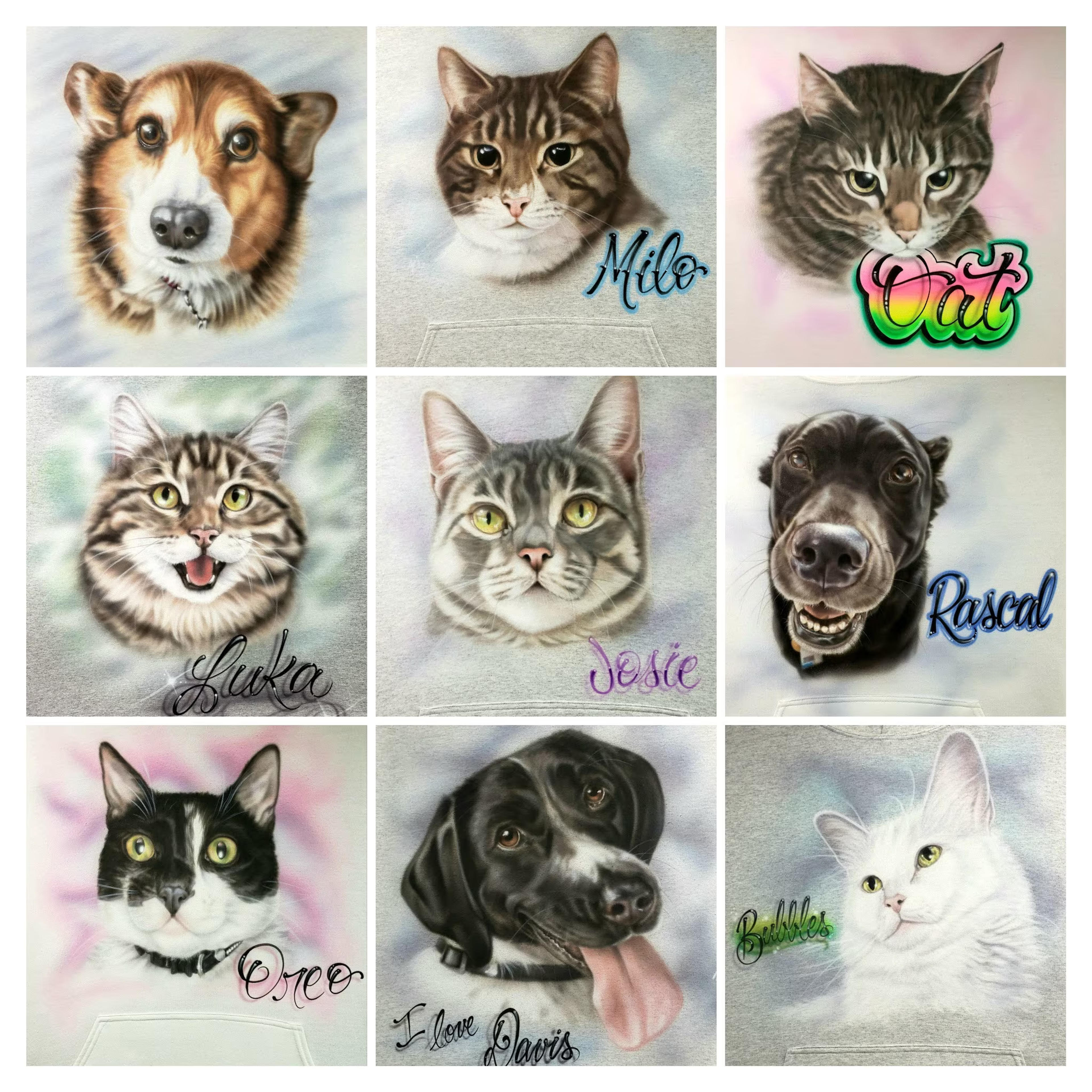 Pet Portrait Custom Airbrush Photo-realistic Hand Painted