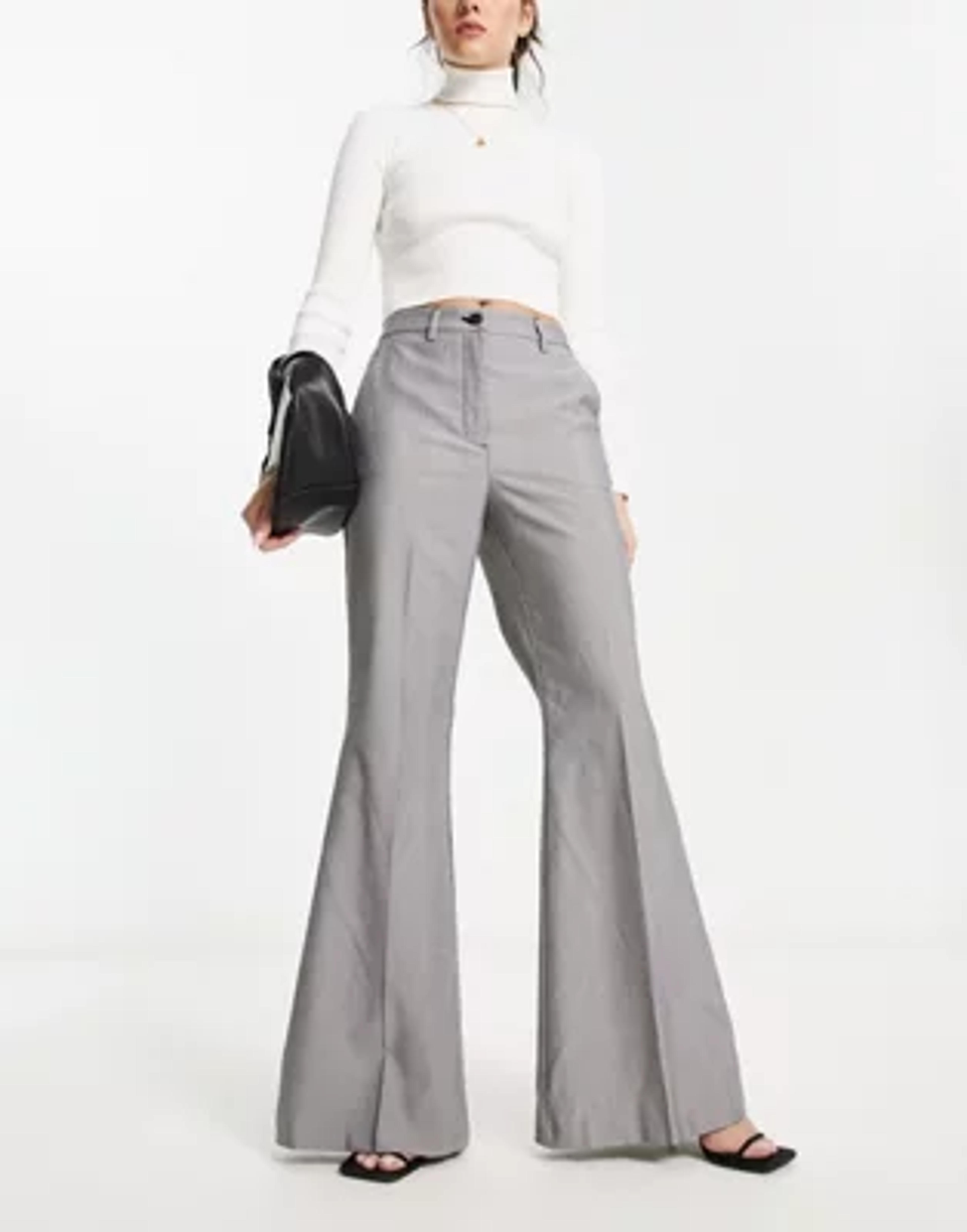 Monki tailored flared trousers in herringbone | ASOS