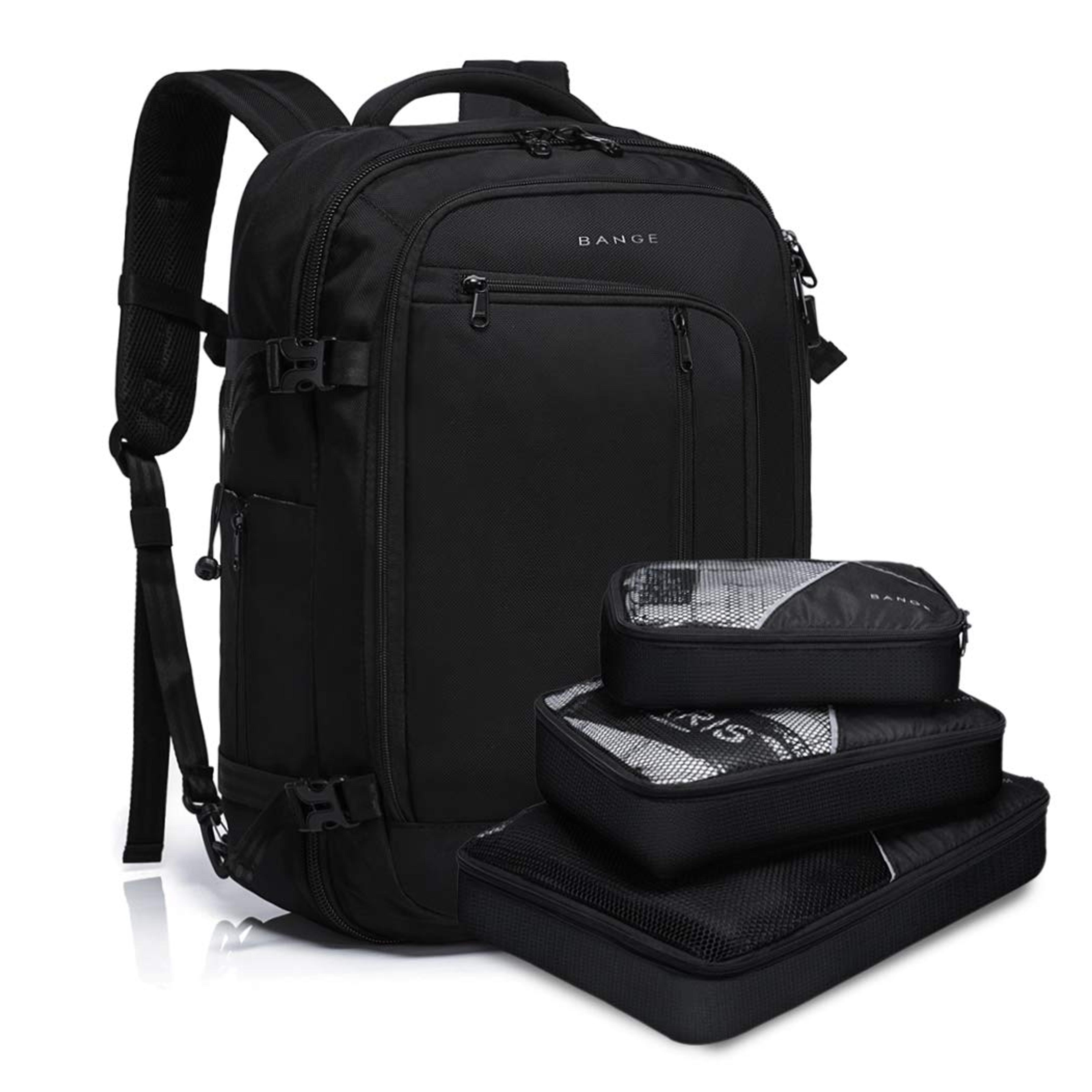 Amazon.com | BANGE Travel Overnight Backpack,40-Liter FAA Flight Approved Weekender Bag Carry on Backpack (BLACK (Backpack with 3 Cubes))… | Casual Daypacks