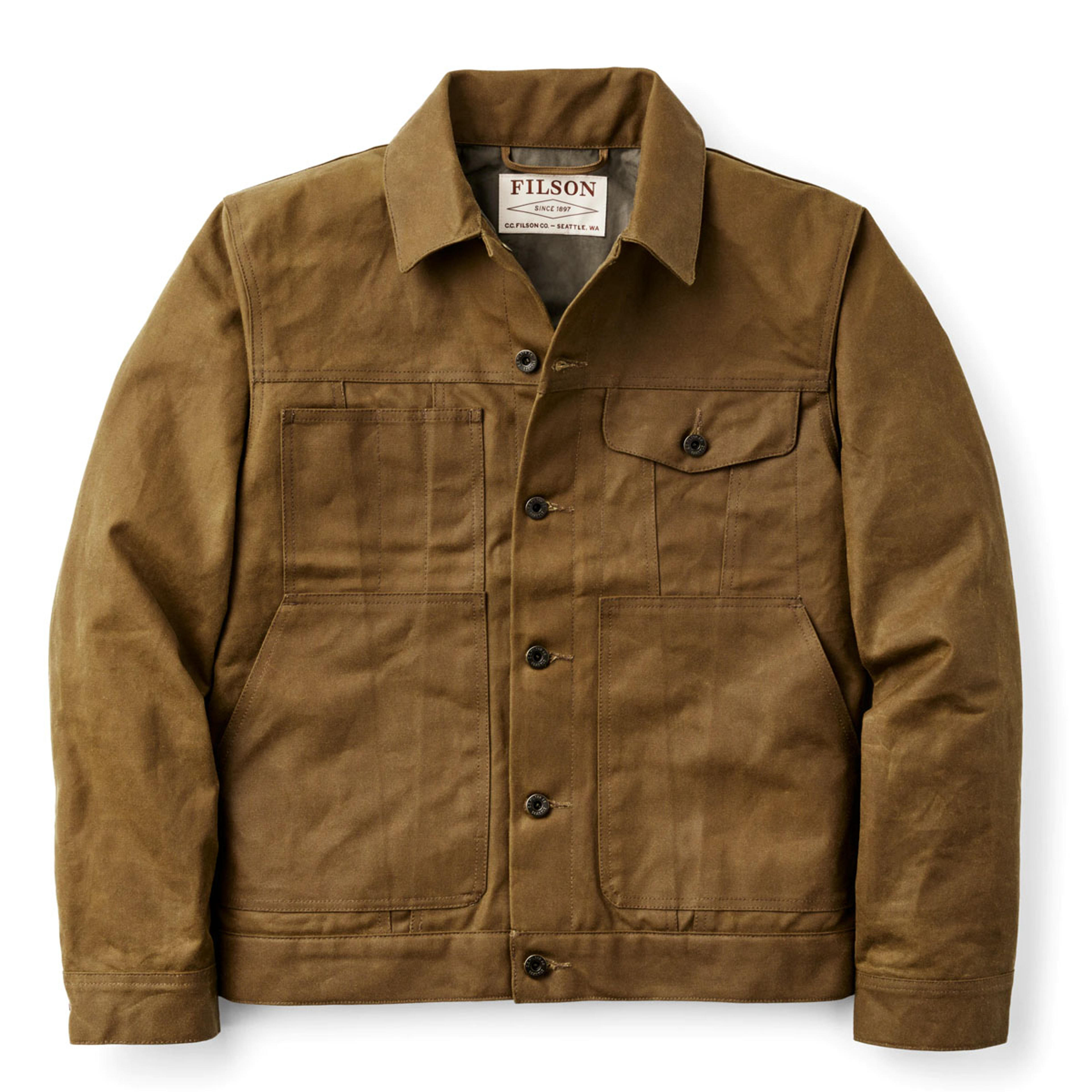 Filson Tin Cloth Short Lined Cruiser Jacket Dark Tan