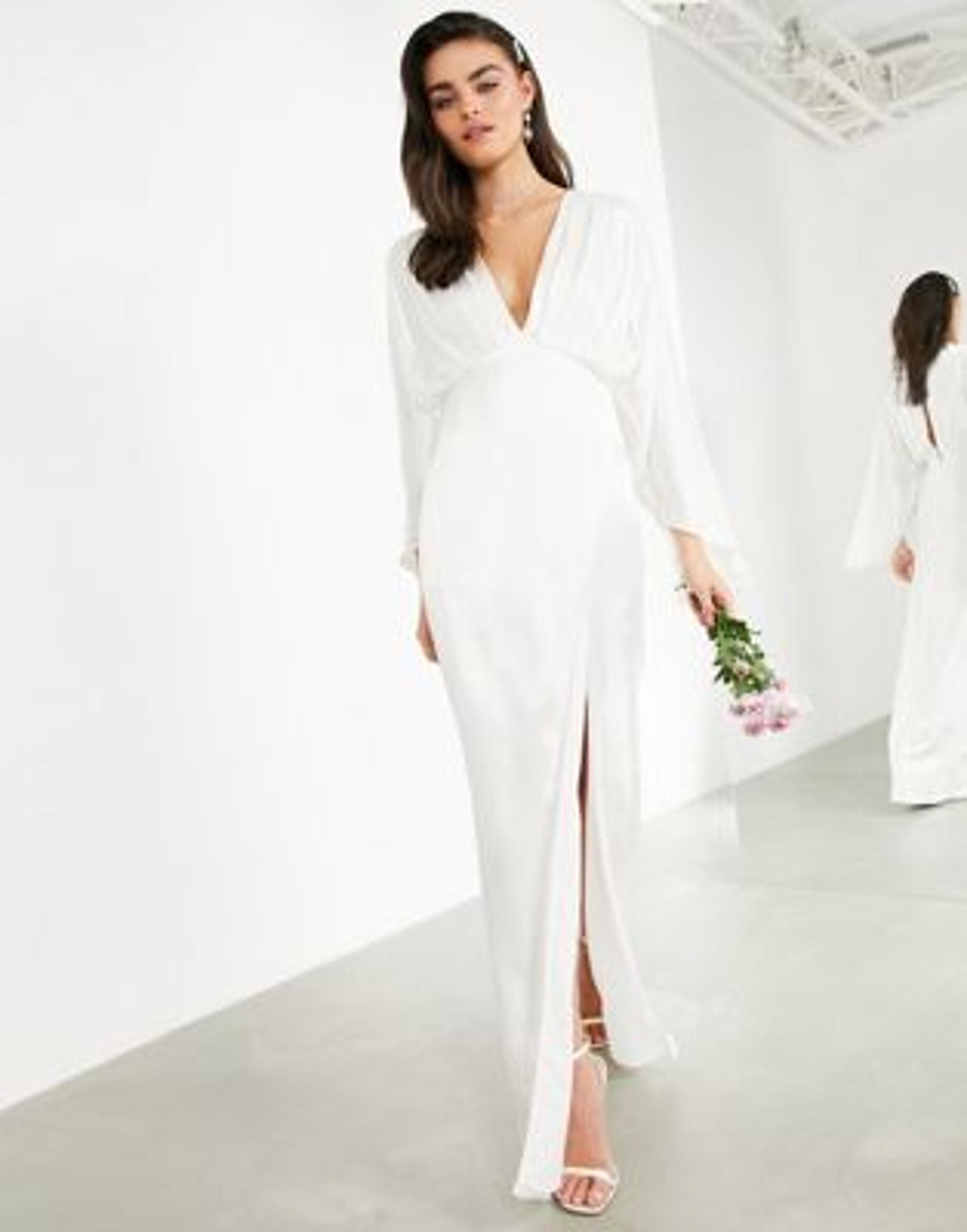 ASOS EDITION Cari satin wrap wedding dress with kimono sleeve | ASOS