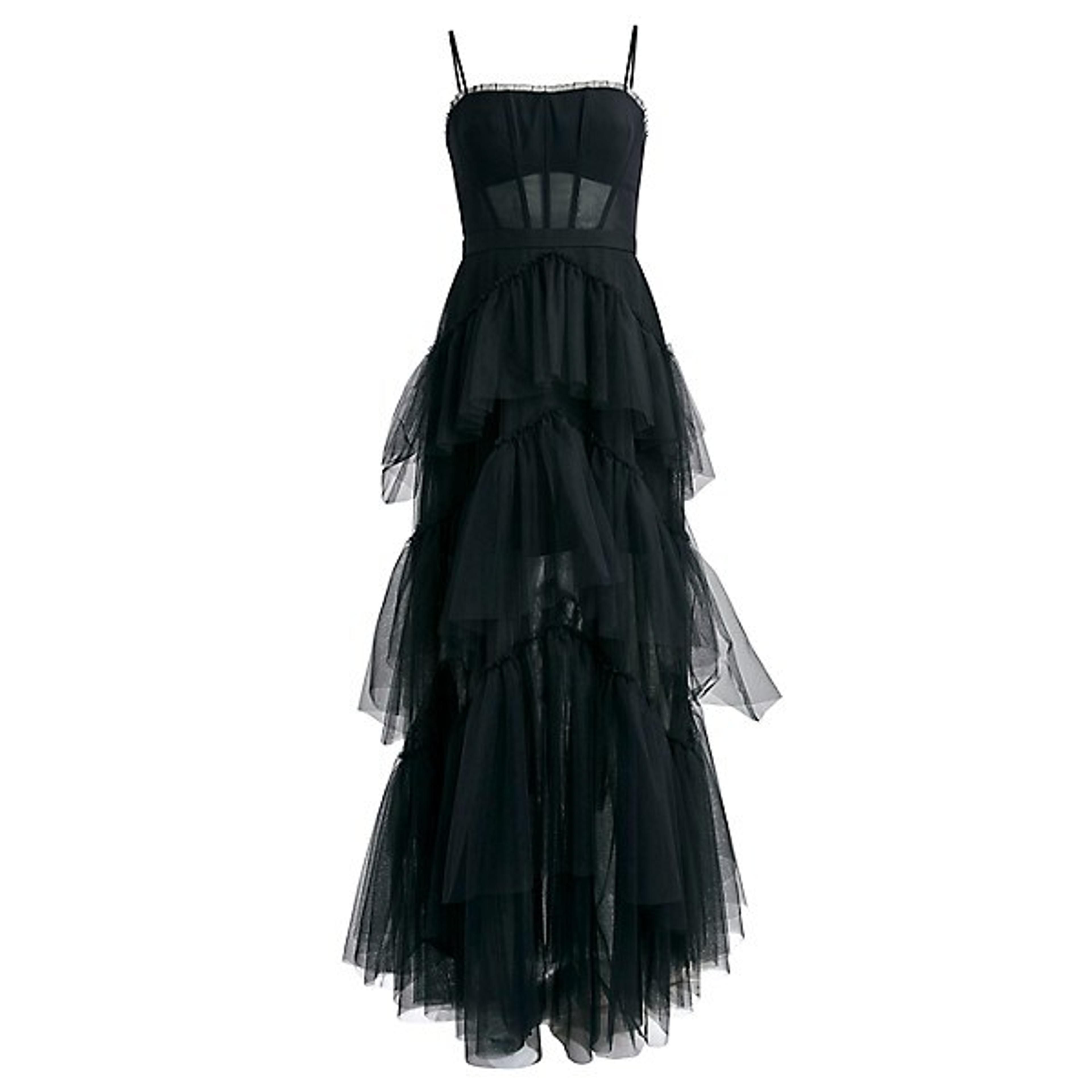 BCBGMAXAZRIA - Sheer Tiered Ruffle Gown