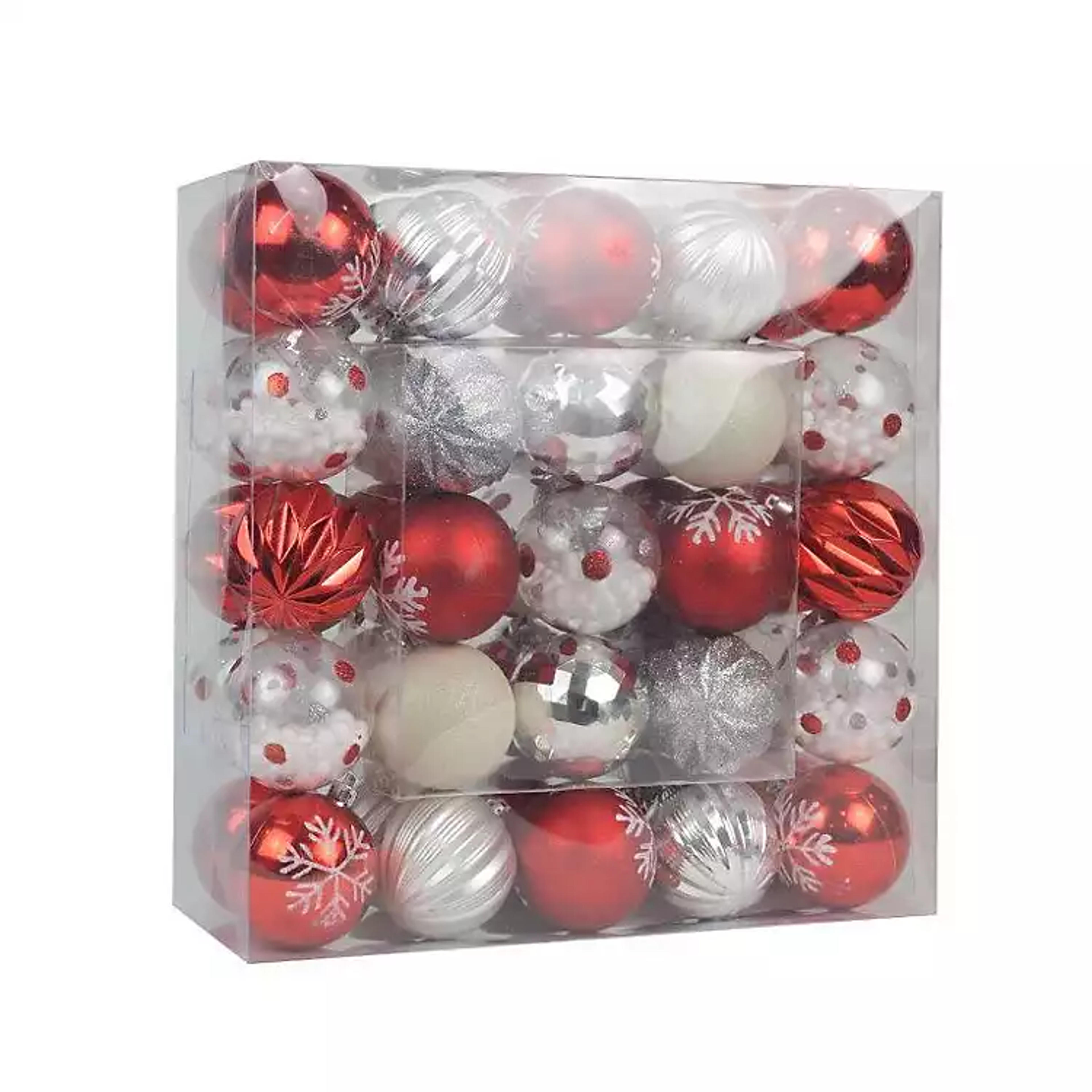 Red Silver Shiny Matte Frosted 40-pc. Ornament Set | Kirklands Home