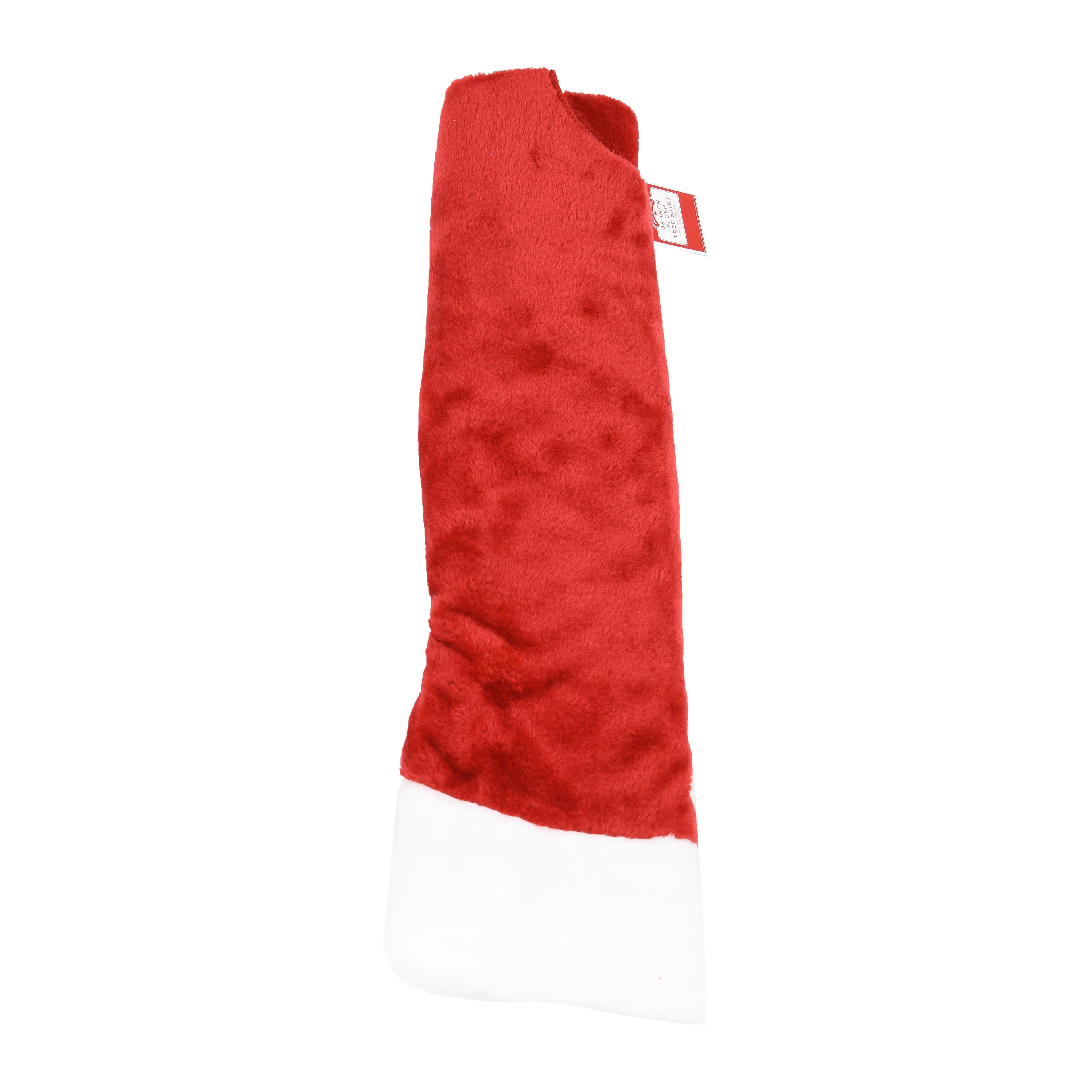 Holiday Time Red Polyester Plush Christmas Tree Skirt, 48" x 48" x 0.5" - Walmart.com