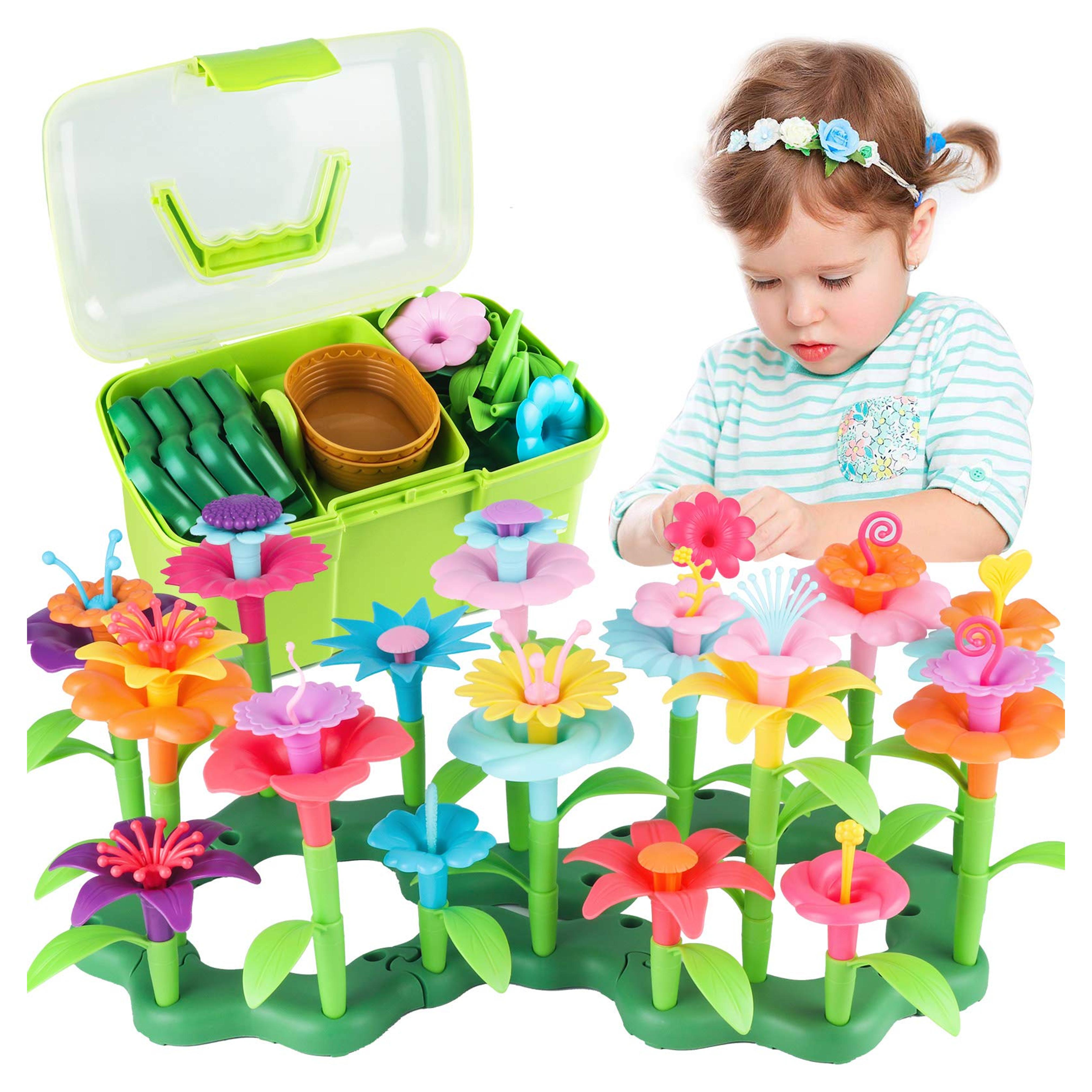 CENOVE Girls Toys Age 3-6 Year Old Toddler Toys for Girls Boys Gifts Flower Garden Building Toy Educational Activity Stem Preschool Toys(130 PCS)