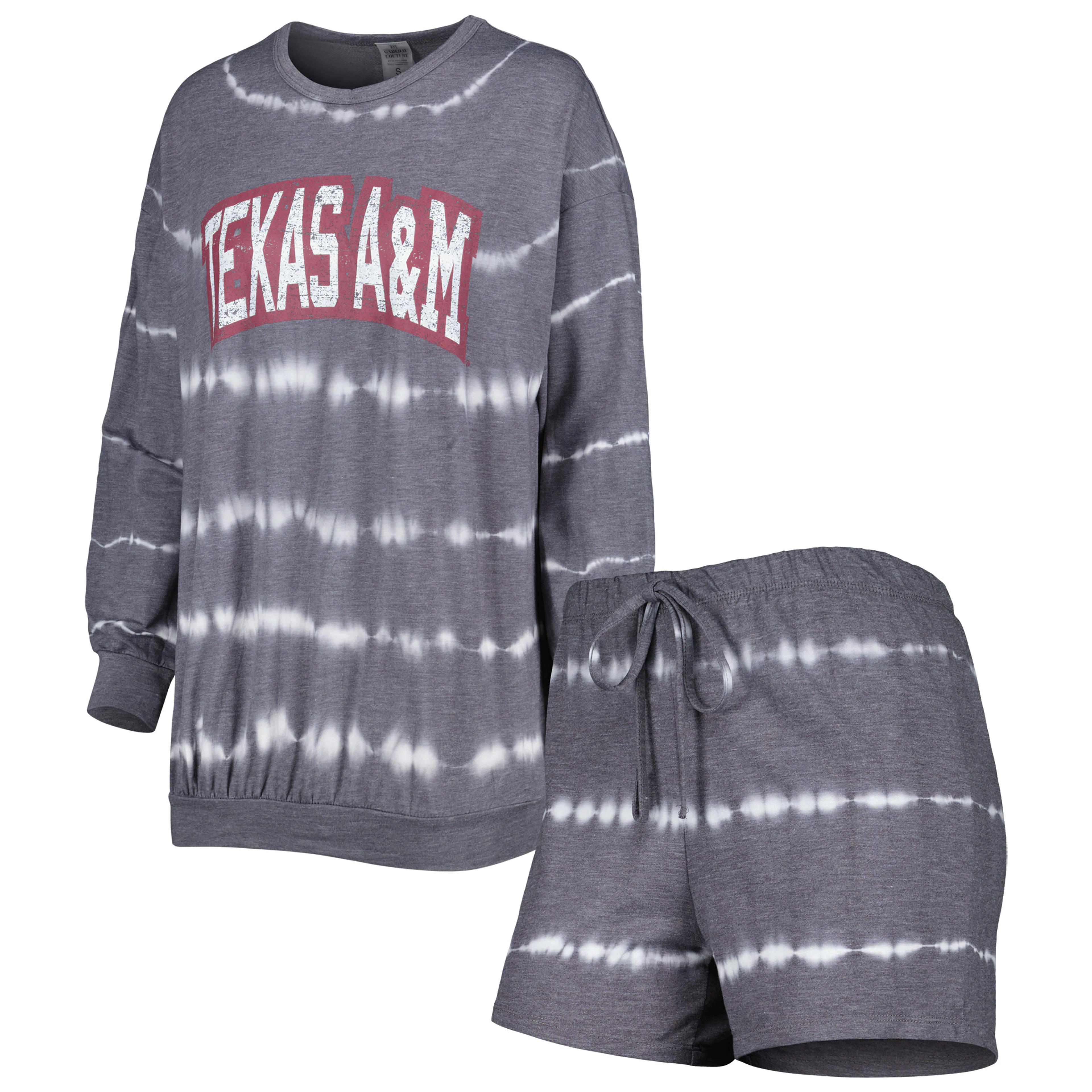 Texas A&M Aggies Gameday Couture Women's All About Stripes Tri-Blend Long Sleeve T-Shirt & Shorts Set - Gray