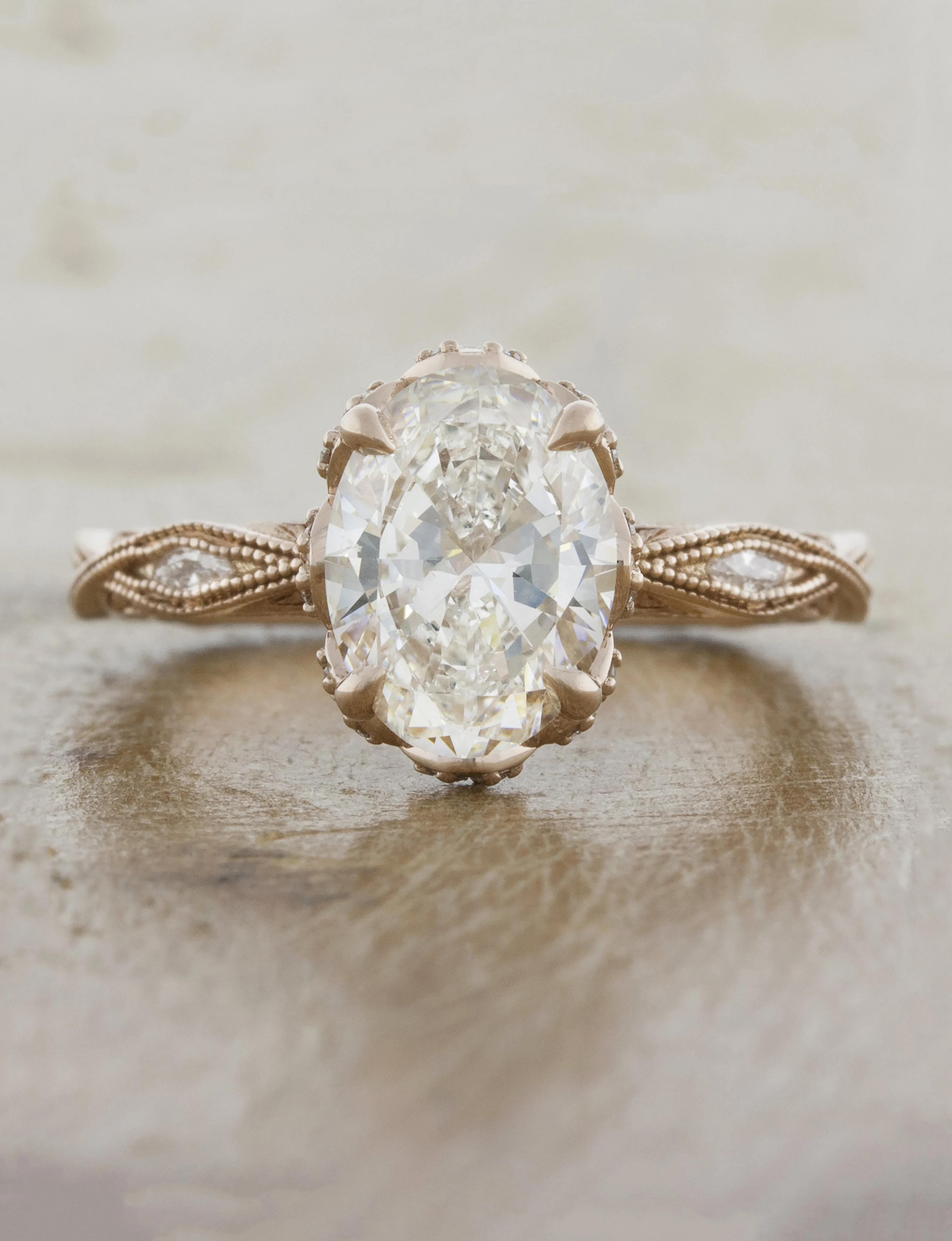 Odessi: Oval Diamond Vintage Inspired Engagement Ring | Ken & Dana