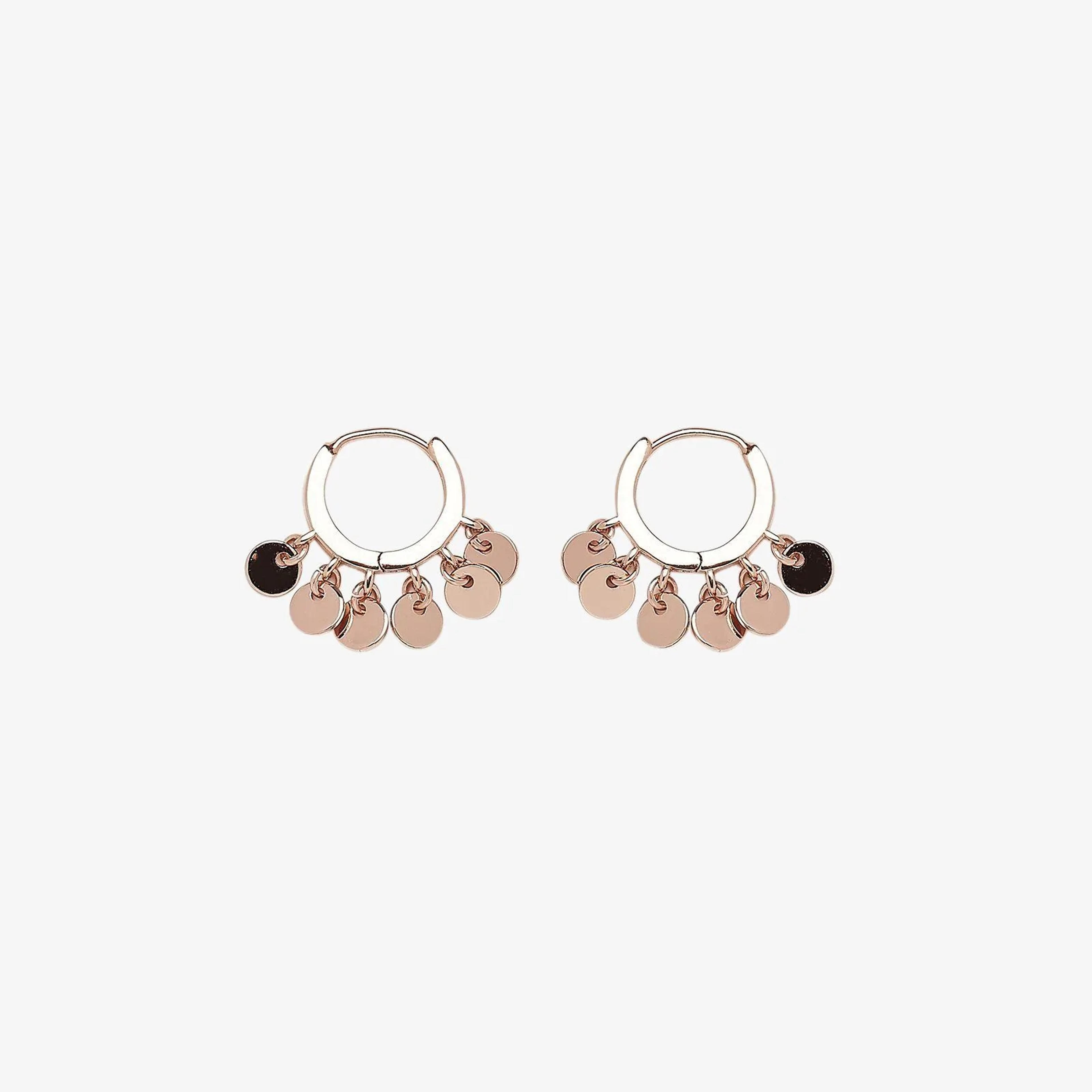 Mini Coin Huggie Earrings - Rose Gold