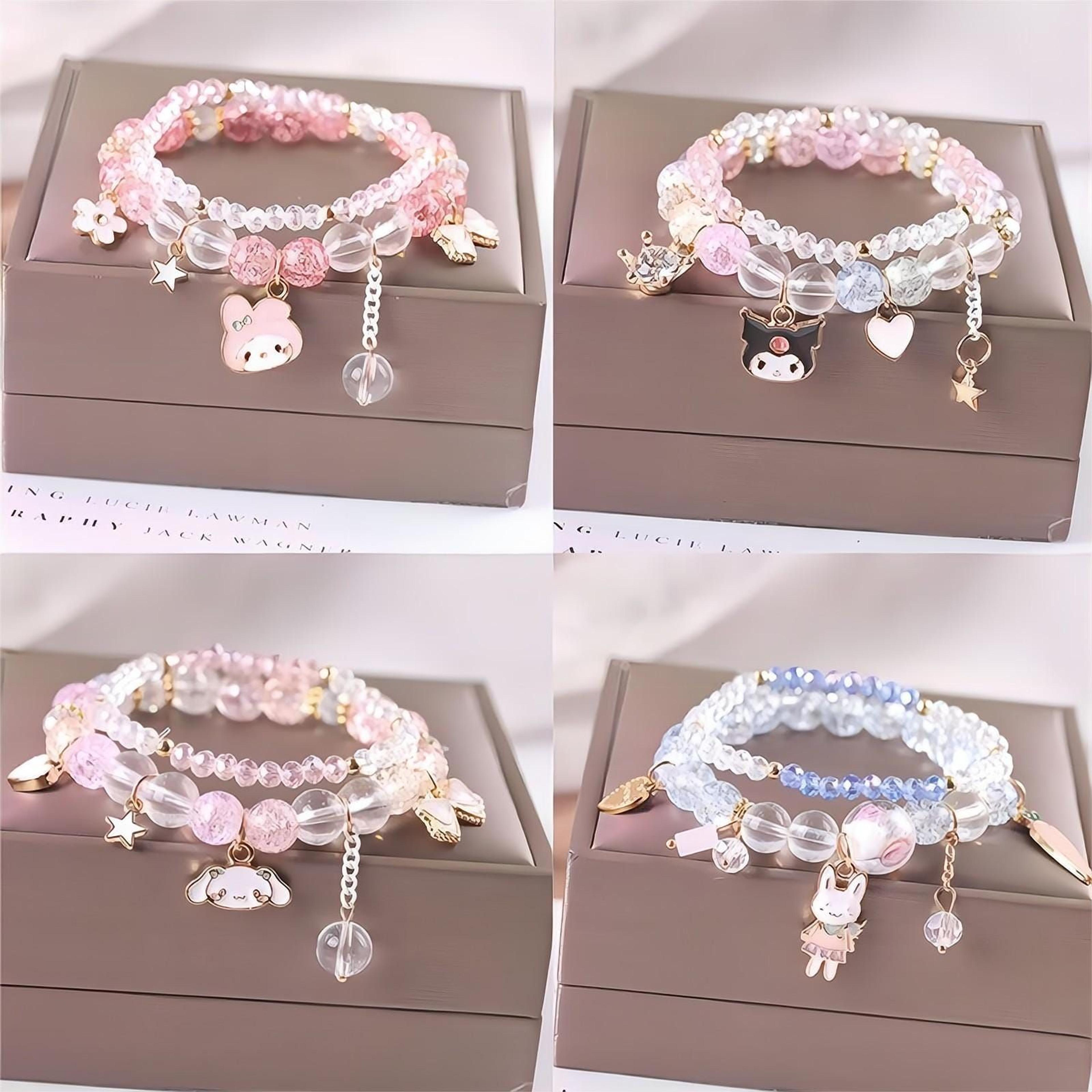 Sanrio Kawaii Anime Melody Kuromi Cinnamoroll Crystal Bracelet - Cinnamoroll C