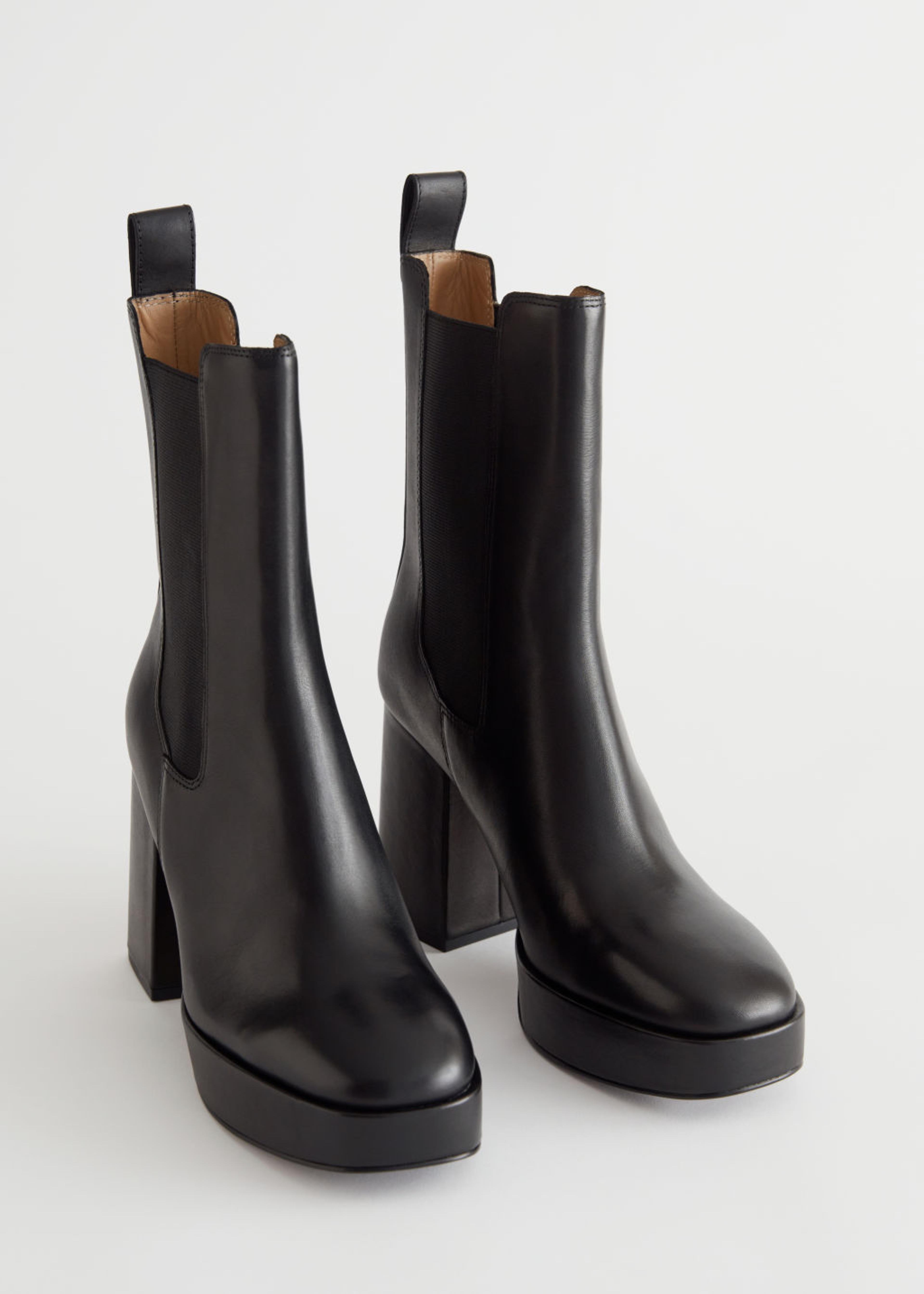 Everyday Leather Platform Boots - Black - Ankleboots - & Other Stories US