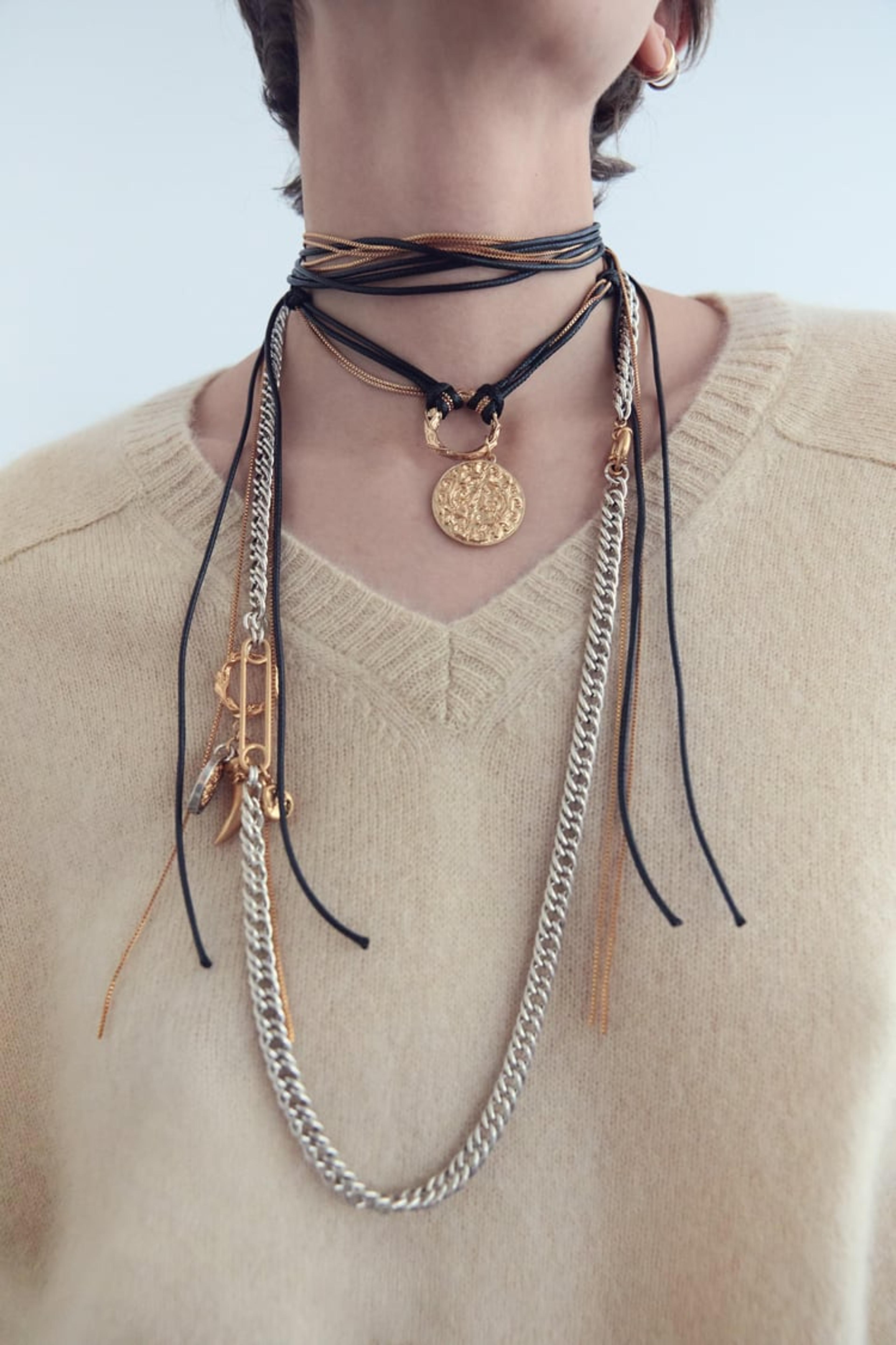 PACK OF CHAIN AND CORD COIN NECKLACES - Golden | ZARA United States