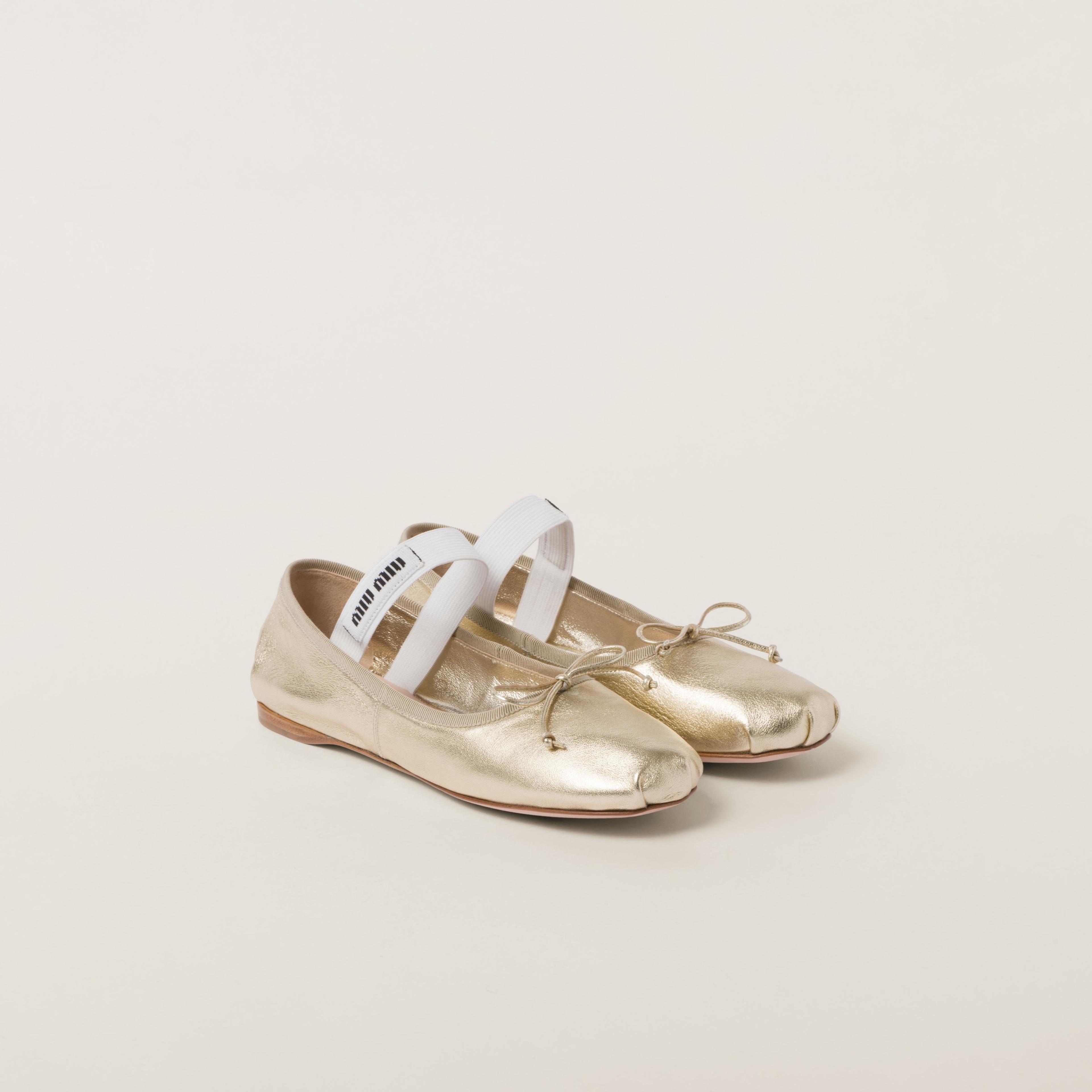 Pyrite Mordoré Nappa Leather Ballerinas | Miu Miu