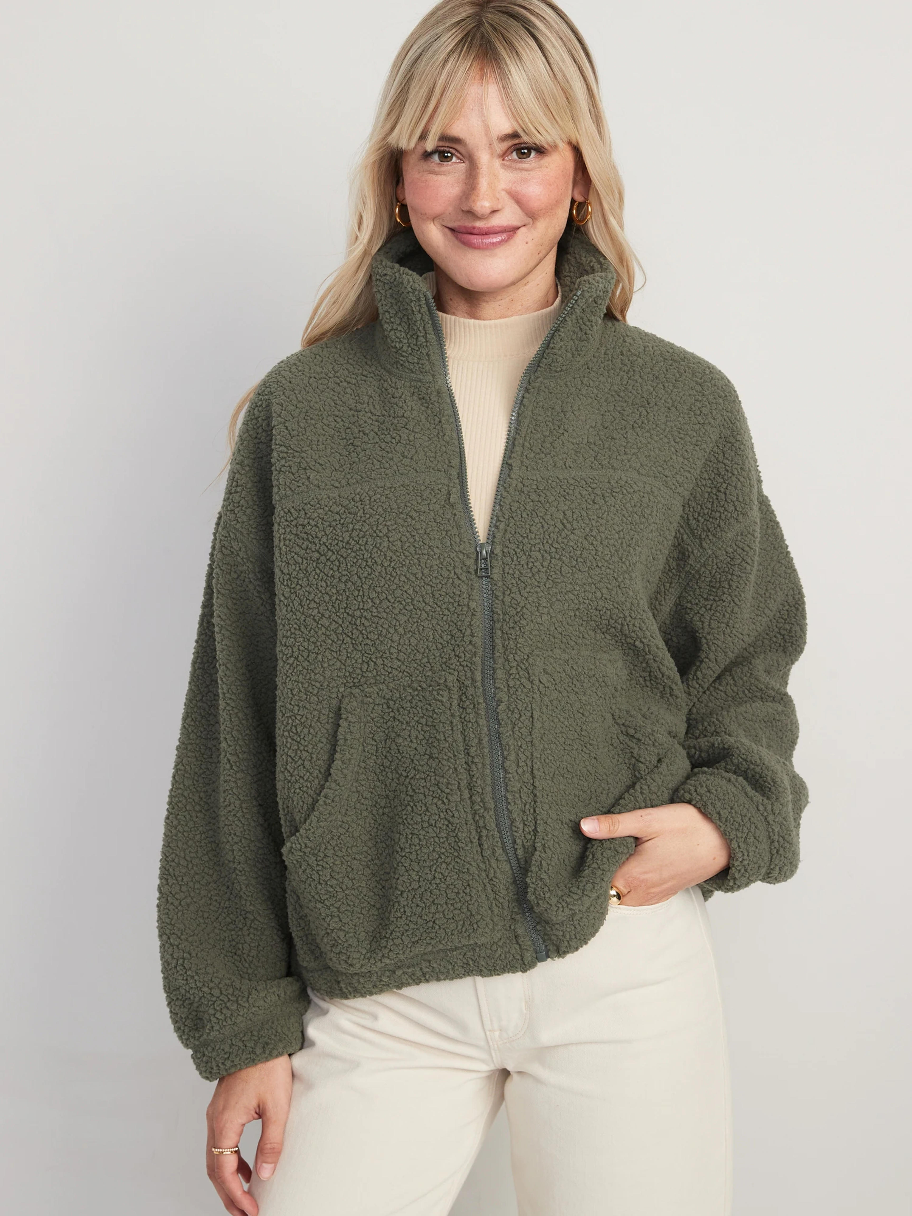 Slouchy Sherpa Zip Jacket for Women | Old Navy