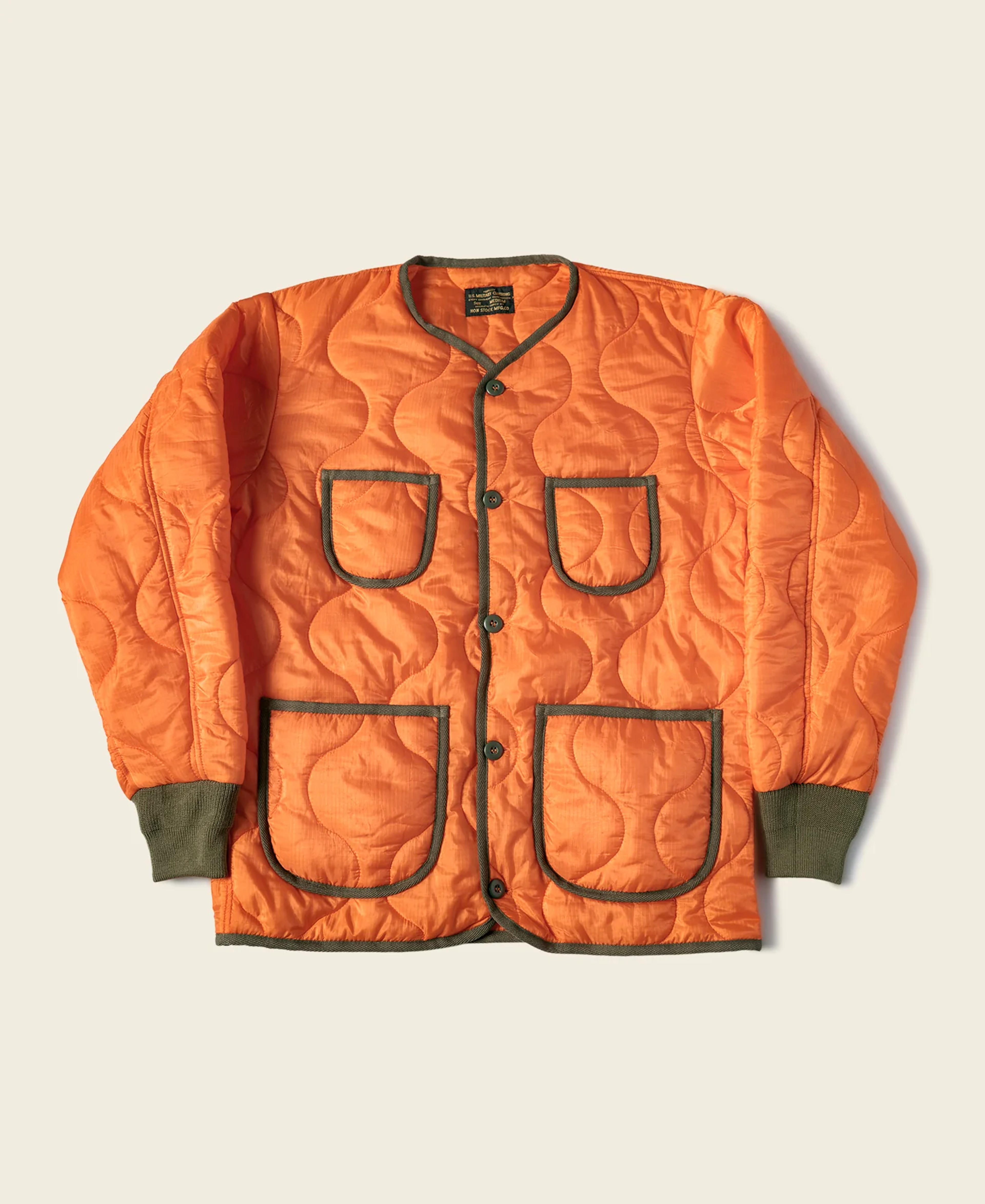 Military Style Quilted Padded Ripstop Nylon Jacket - Orange | Bronson