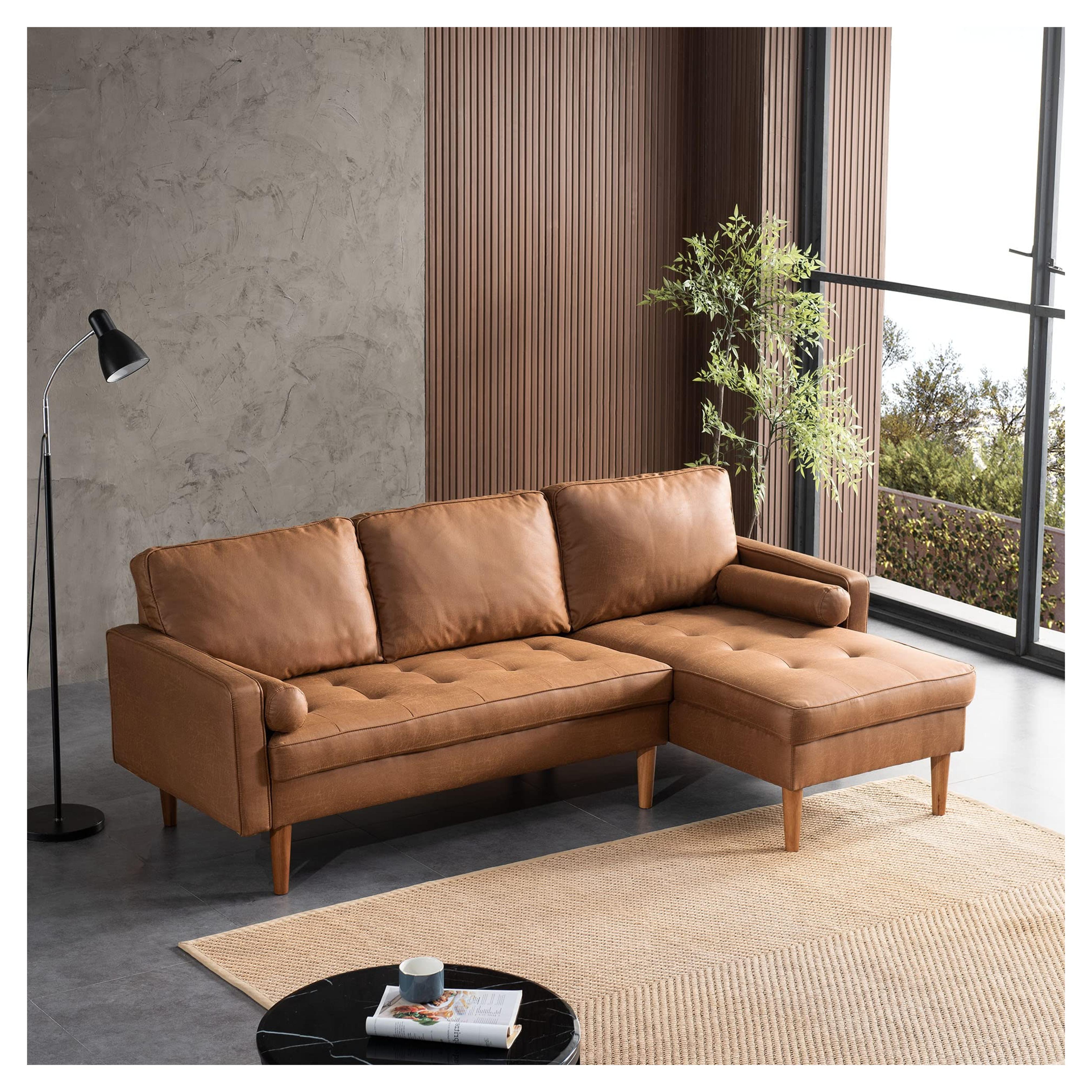 Amazon.com: XIZZI Convertible Sectional Sofa Couch L Shaped Sofa 3-Seat Couch with Chaise for Living Room,L Shaped 83 inches Brown Right Chaise : Home & Kitchen