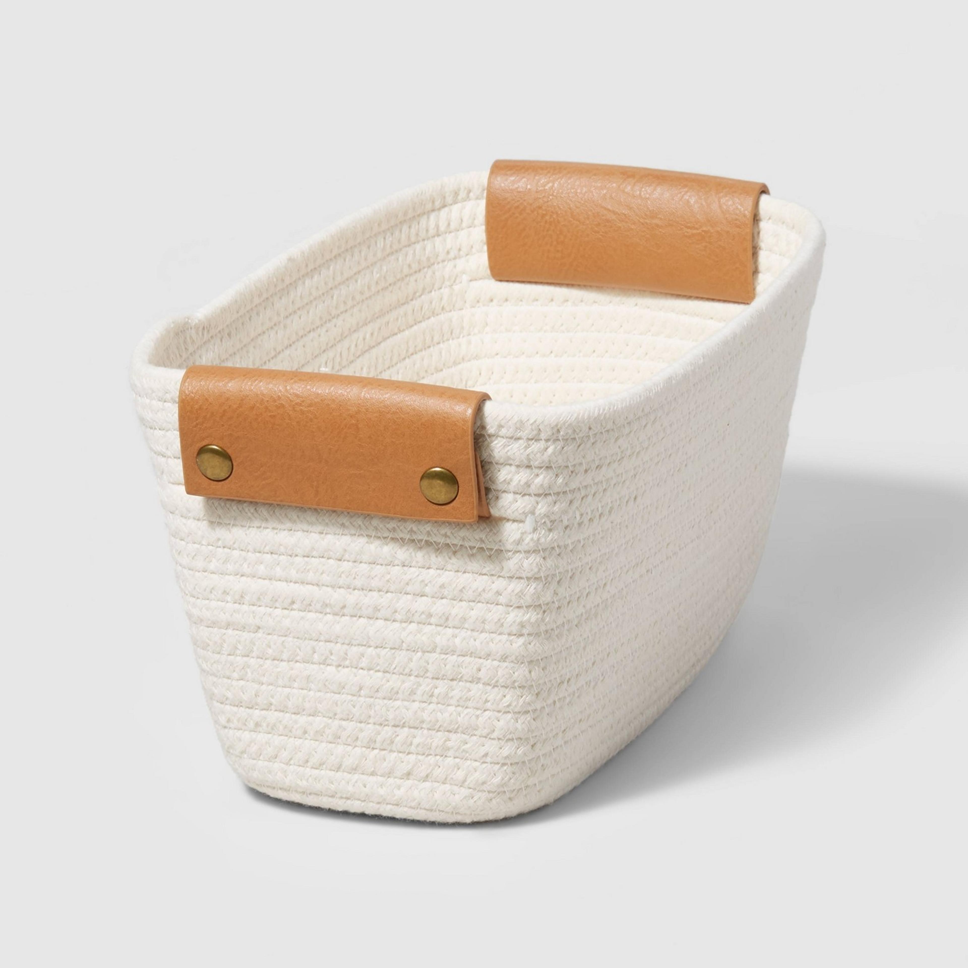 Small Oval Decorative Coiled Rope Basket Cream - Brightroom&#8482;