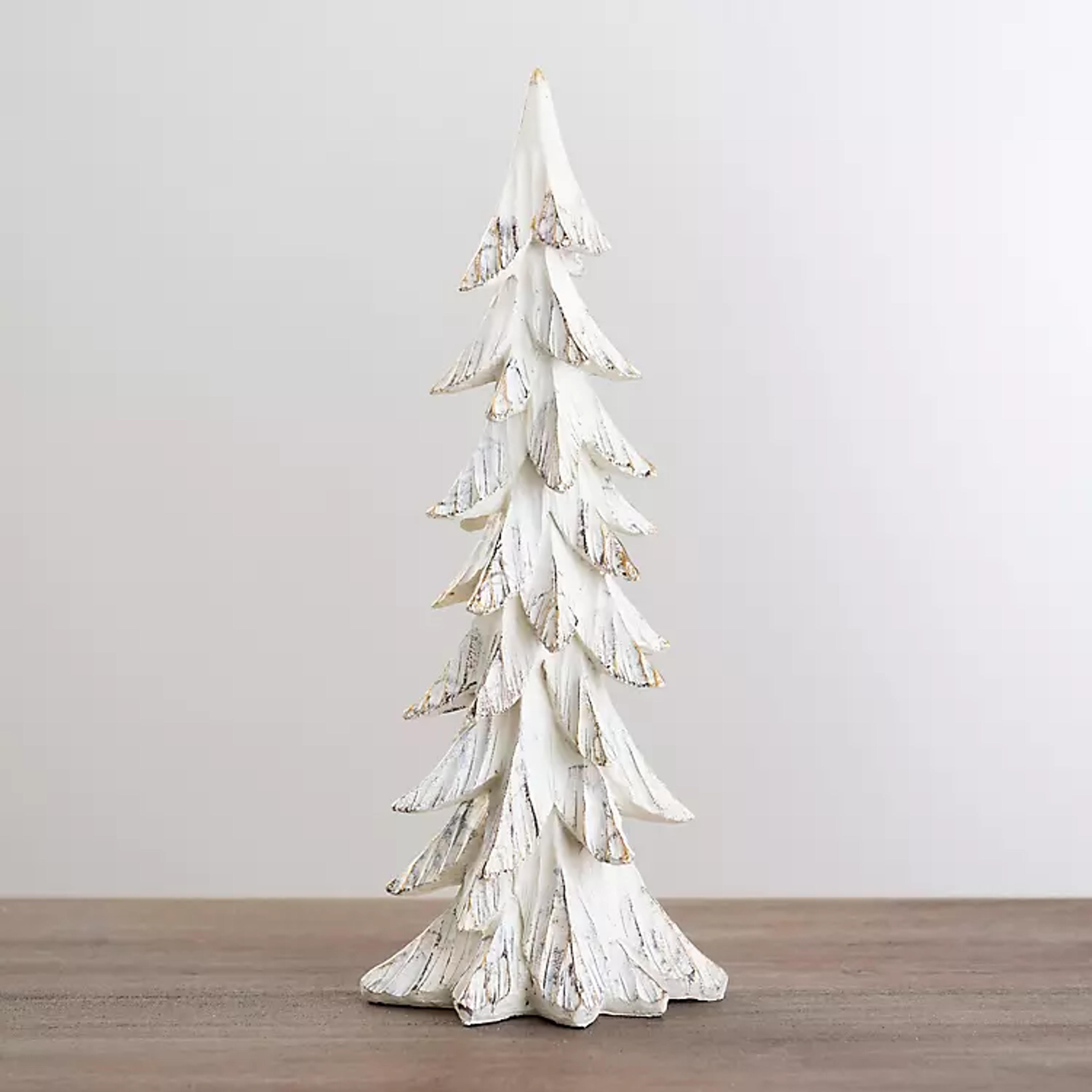 Gold and White Distressed Christmas Tree | Kirklands Home