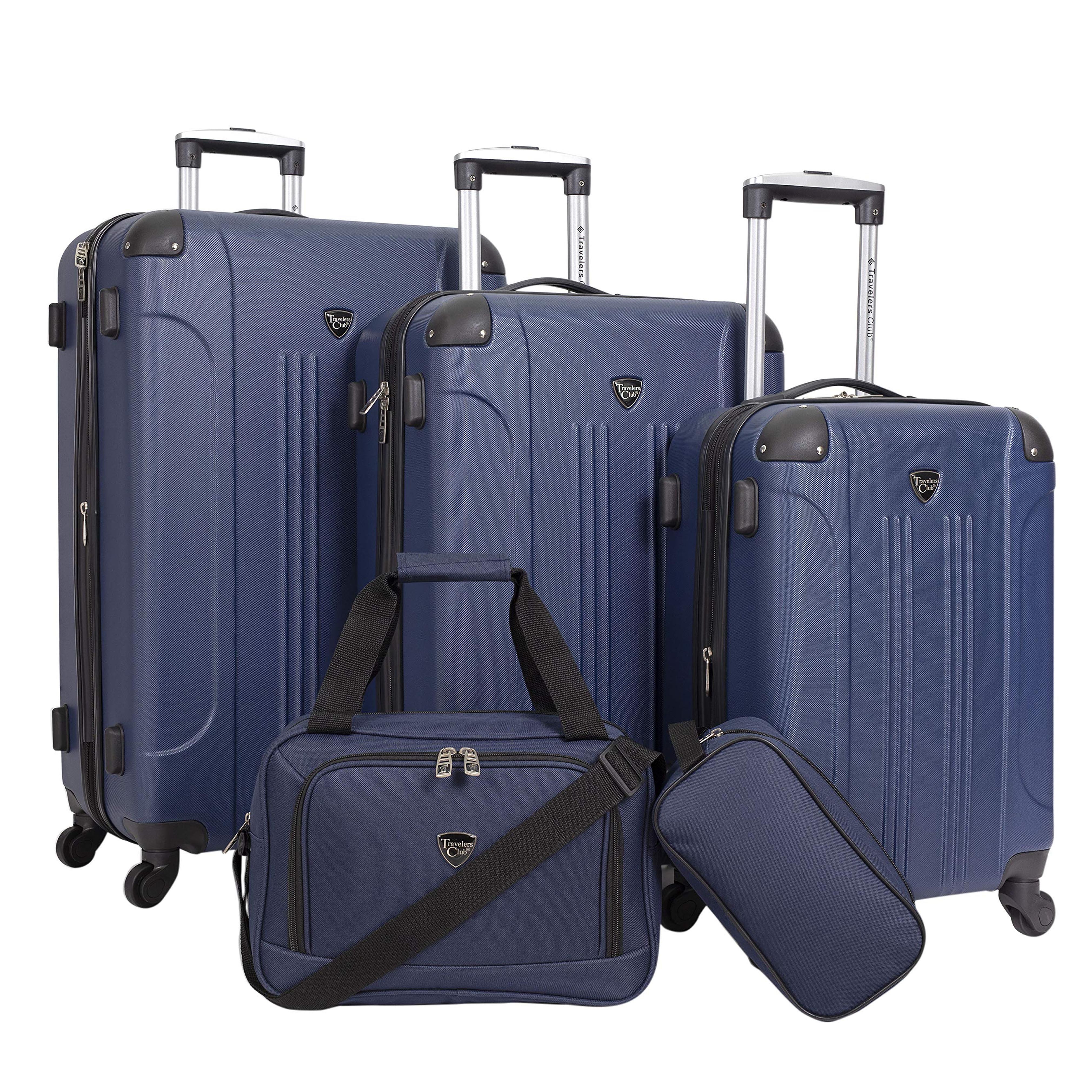 Amazon.com: Travelers Club Sky+ Luggage Set, Navy Blue, 5 Piece : Clothing, Shoes & Jewelry