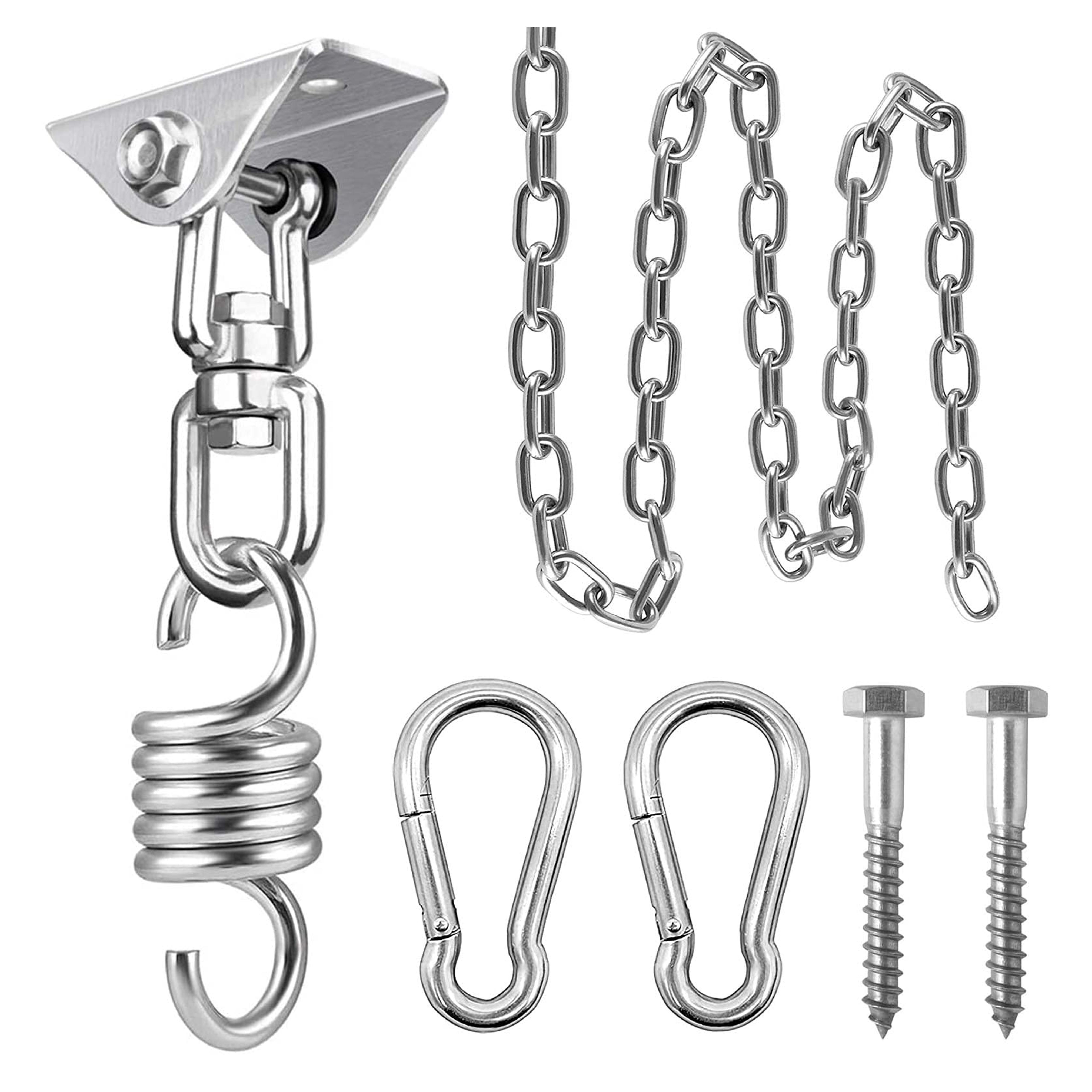 weiatas Hammock Chair Hanging Hardware Kit with Chain and Spring, Heavy Duty Porch Swing Hanger, 360 Swivel Ceiling Hooks for Punching Bag,Gym (Screw)