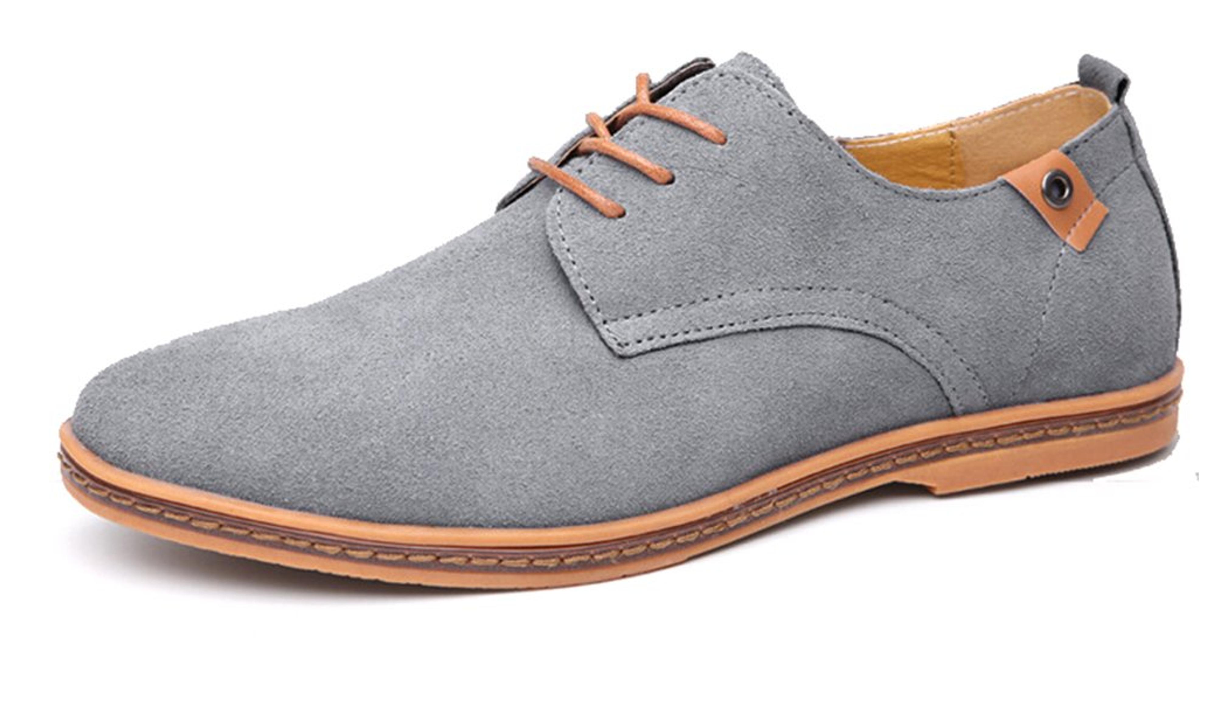 Fansela(TM) Mens PU Leather Suede Lace Up Platform Shoes Size 7 Grey