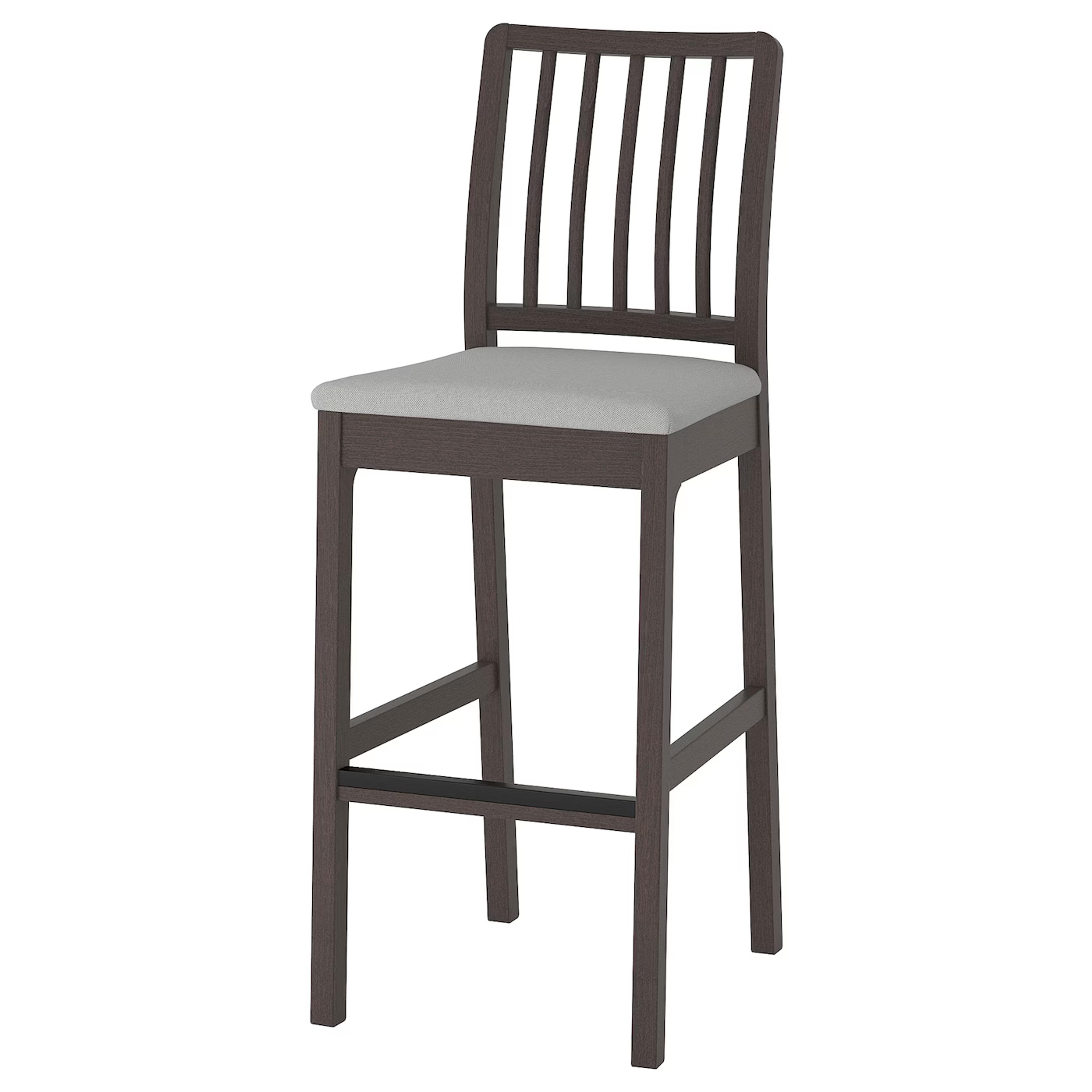 EKEDALEN Bar stool with backrest, dark brown, Orrsta light gray, Width: 17 3/4". Order here! - IKEA