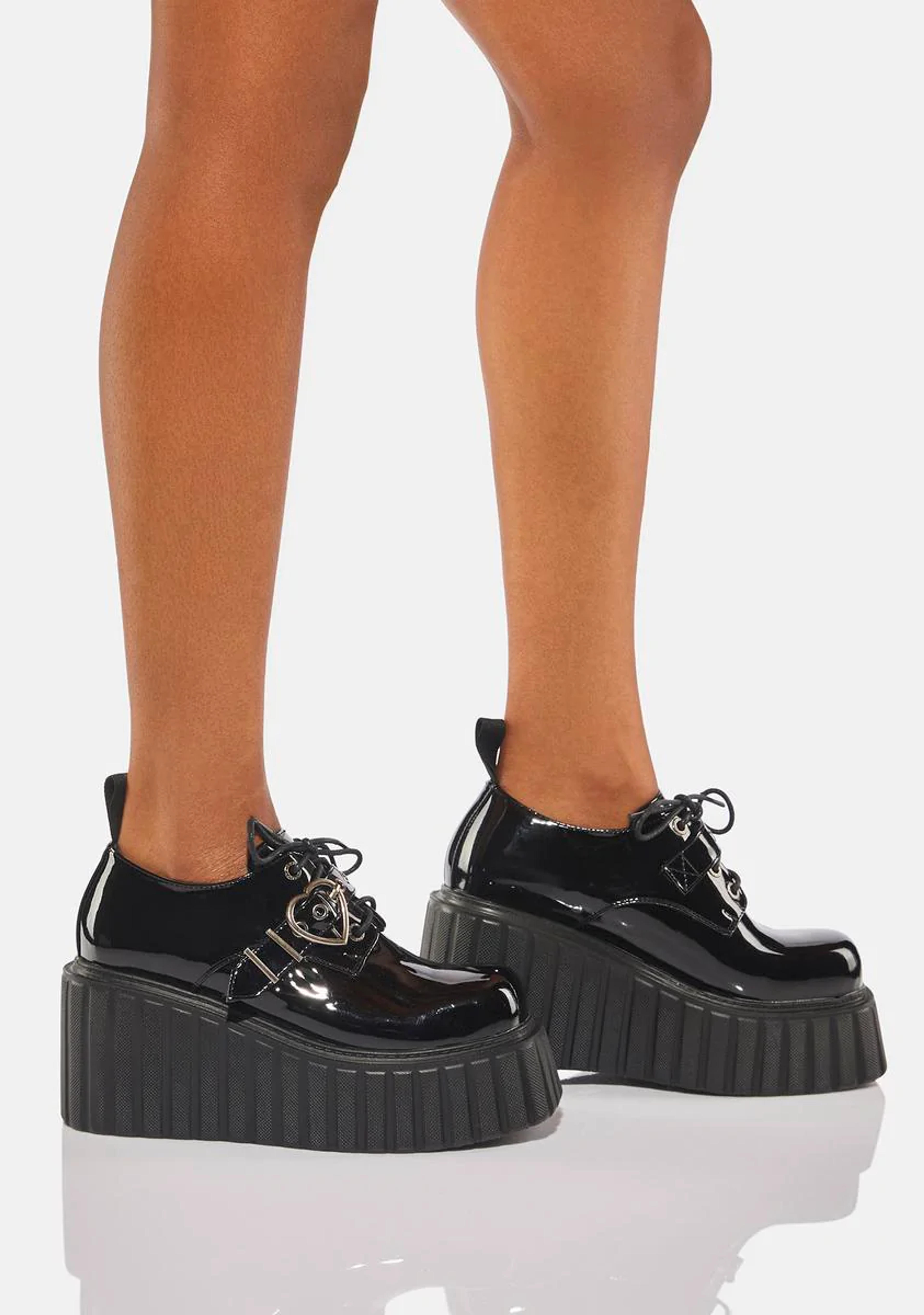 Lamoda Patent Platform Creeper Wedges - Black