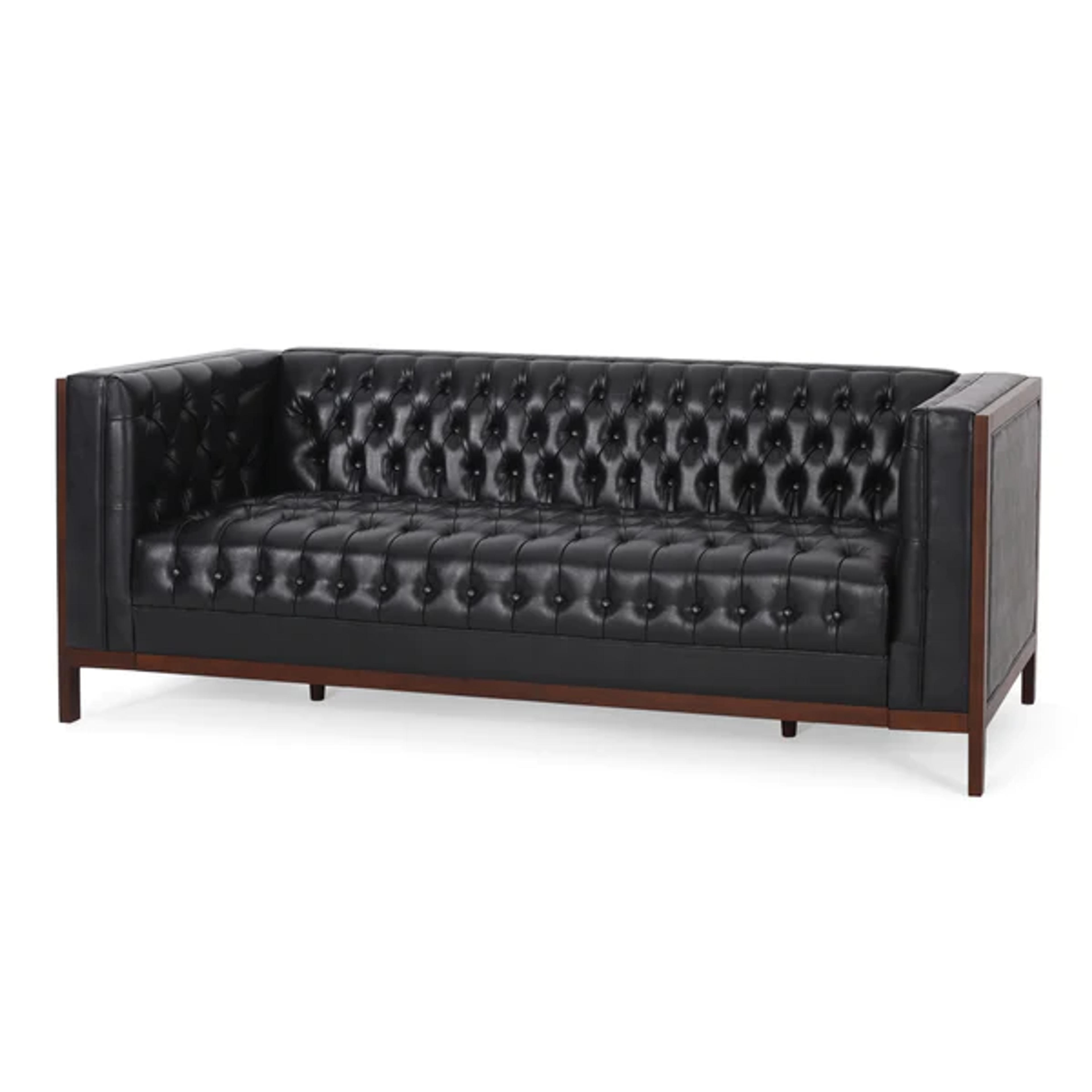 Elias Contemporary Faux Leather Tufted 3 Seater Sofa – GDFStudio